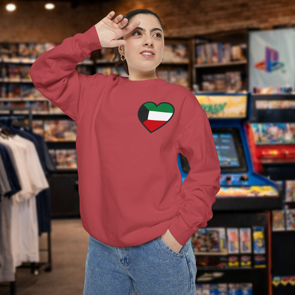 Kuwait heart shaped flag printed sweatshirt