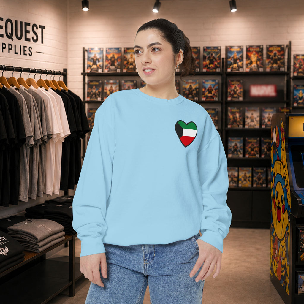 Kuwait heart shaped flag printed sweatshirt