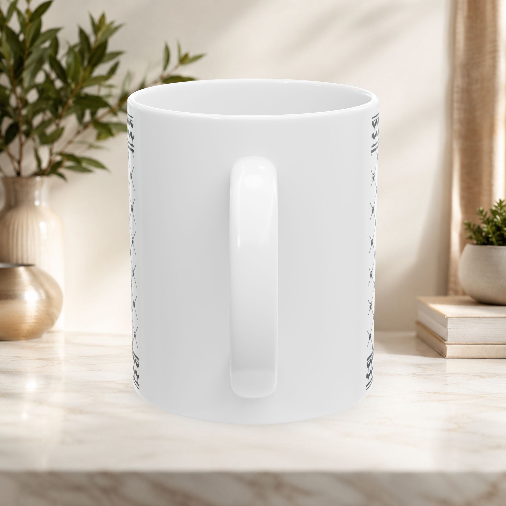 Palestine on a keffiyeh on a ceramic mug 11oz/15oz