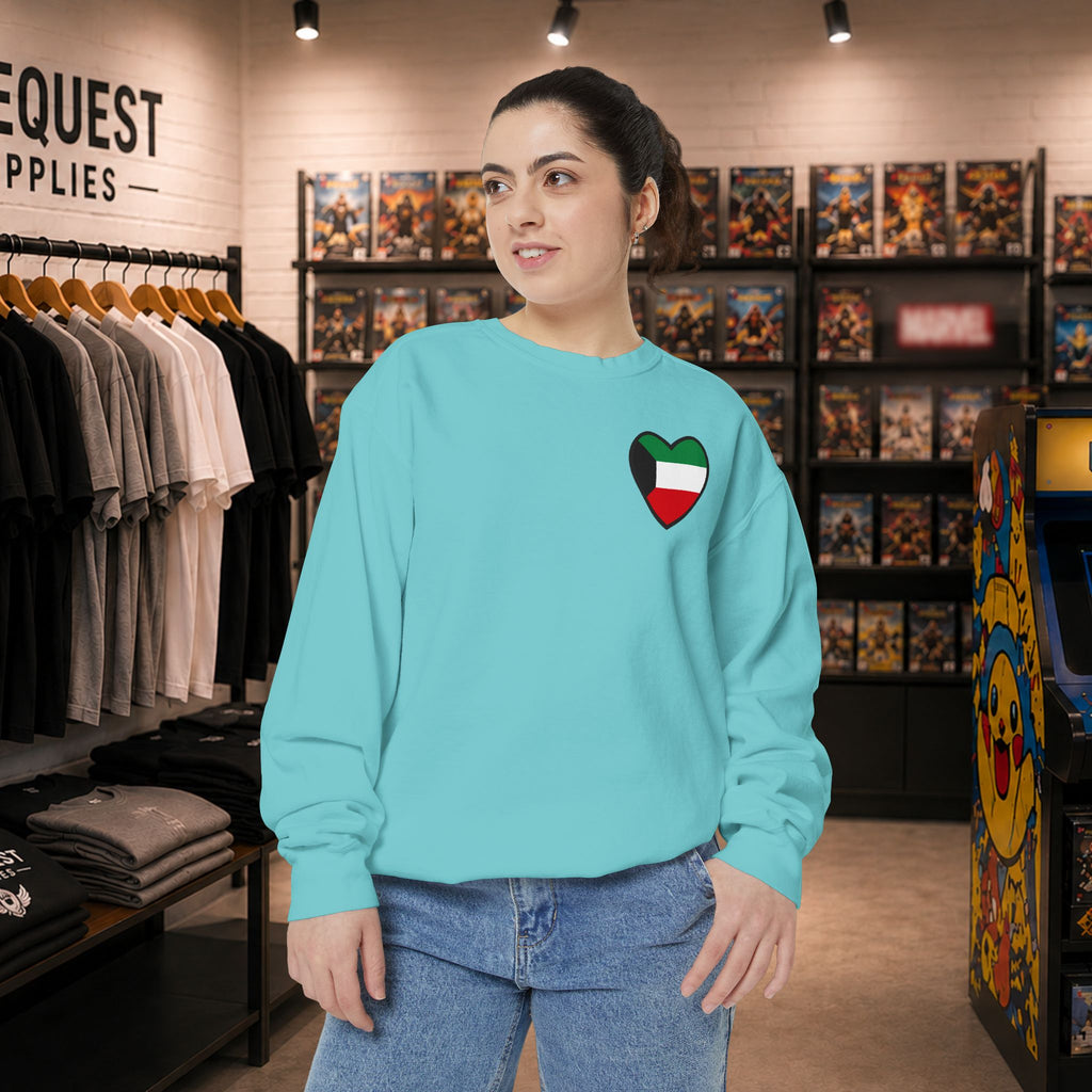 Kuwait heart shaped flag printed sweatshirt