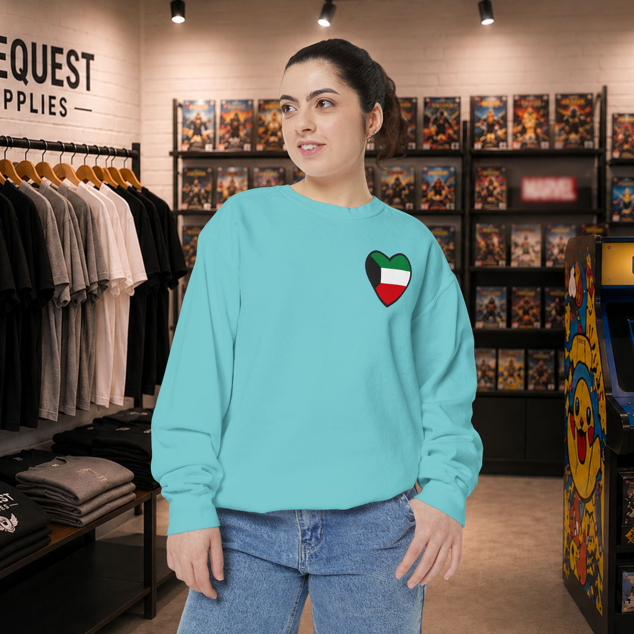 Kuwait heart shaped flag printed sweatshirt