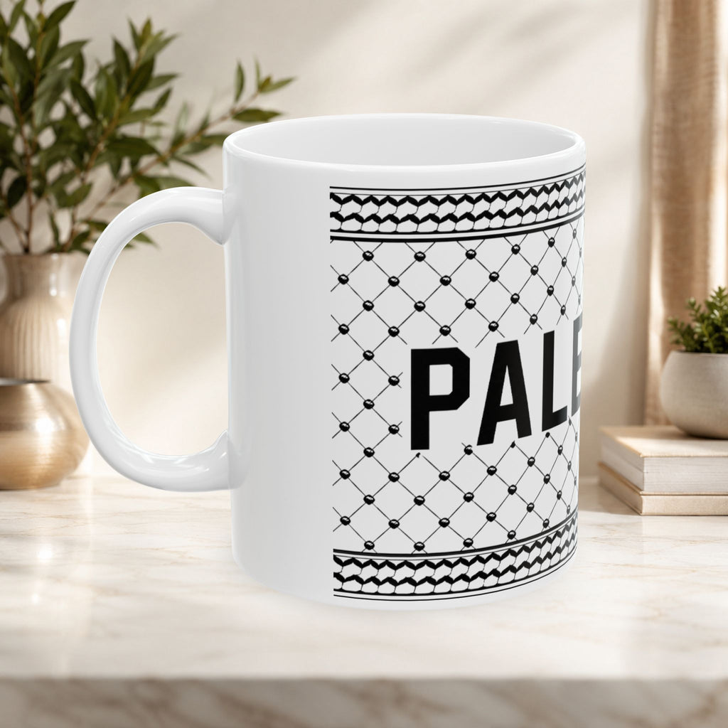 Palestine on a keffiyeh on a ceramic mug 11oz/15oz