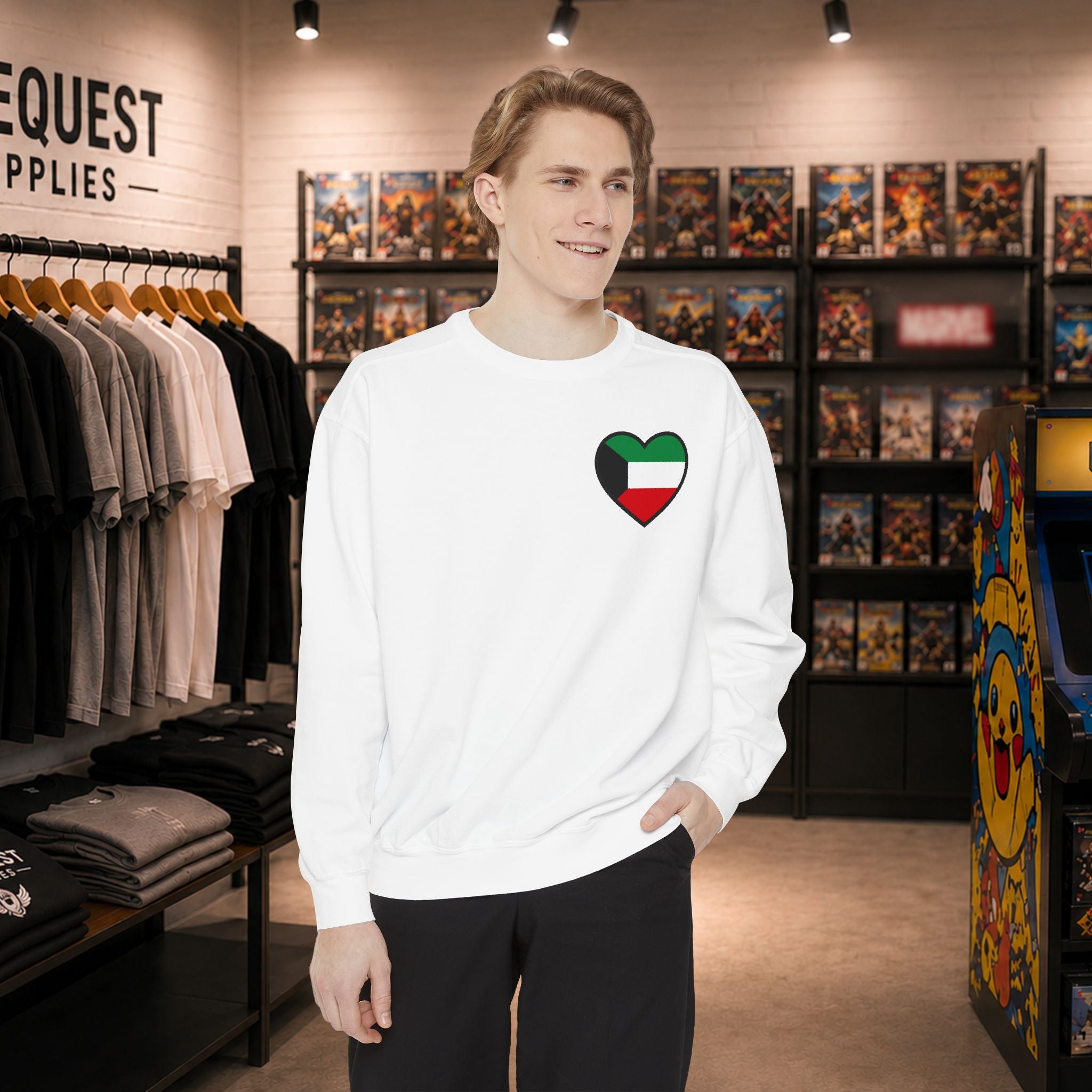 Kuwait heart shaped flag printed sweatshirt