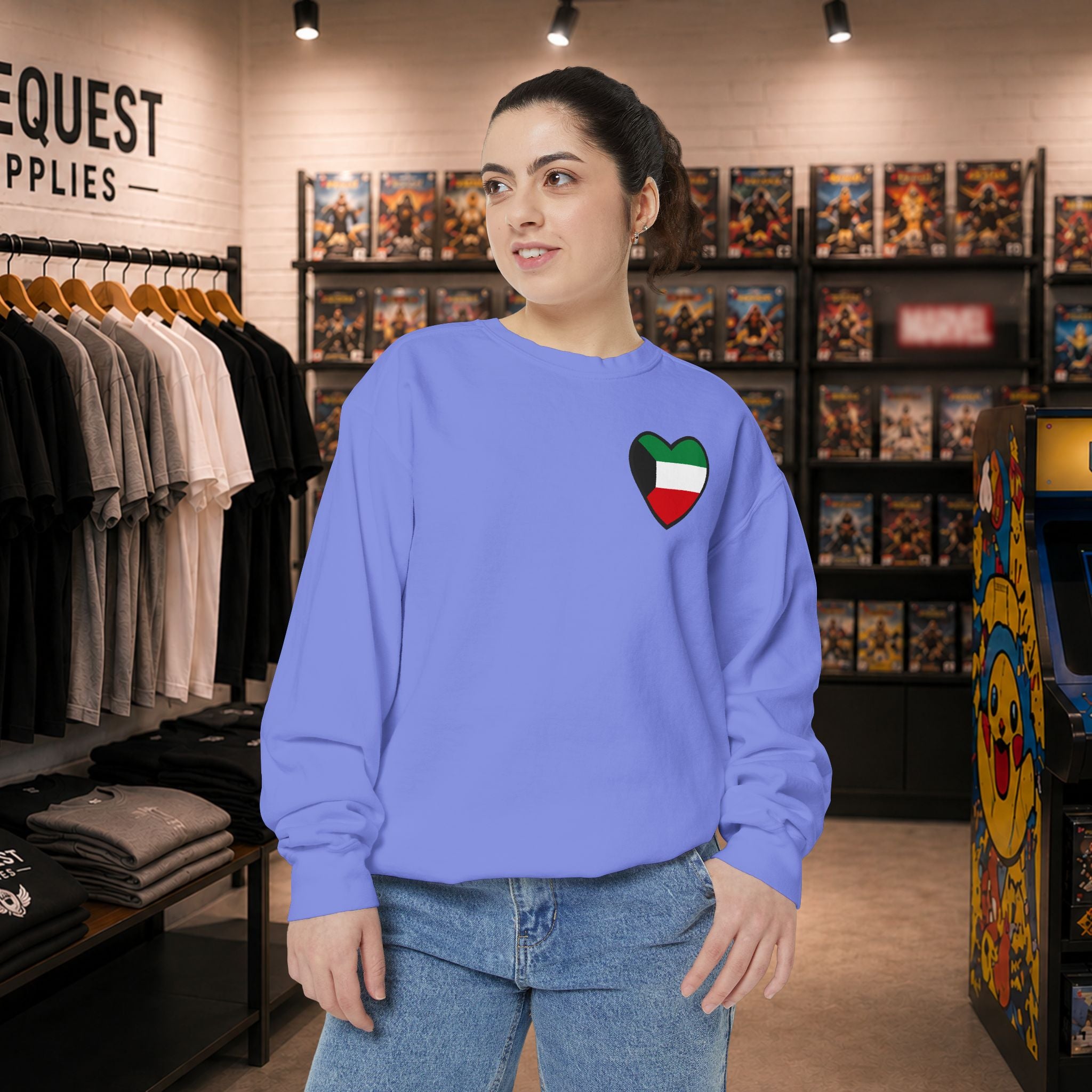 Kuwait heart shaped flag printed sweatshirt