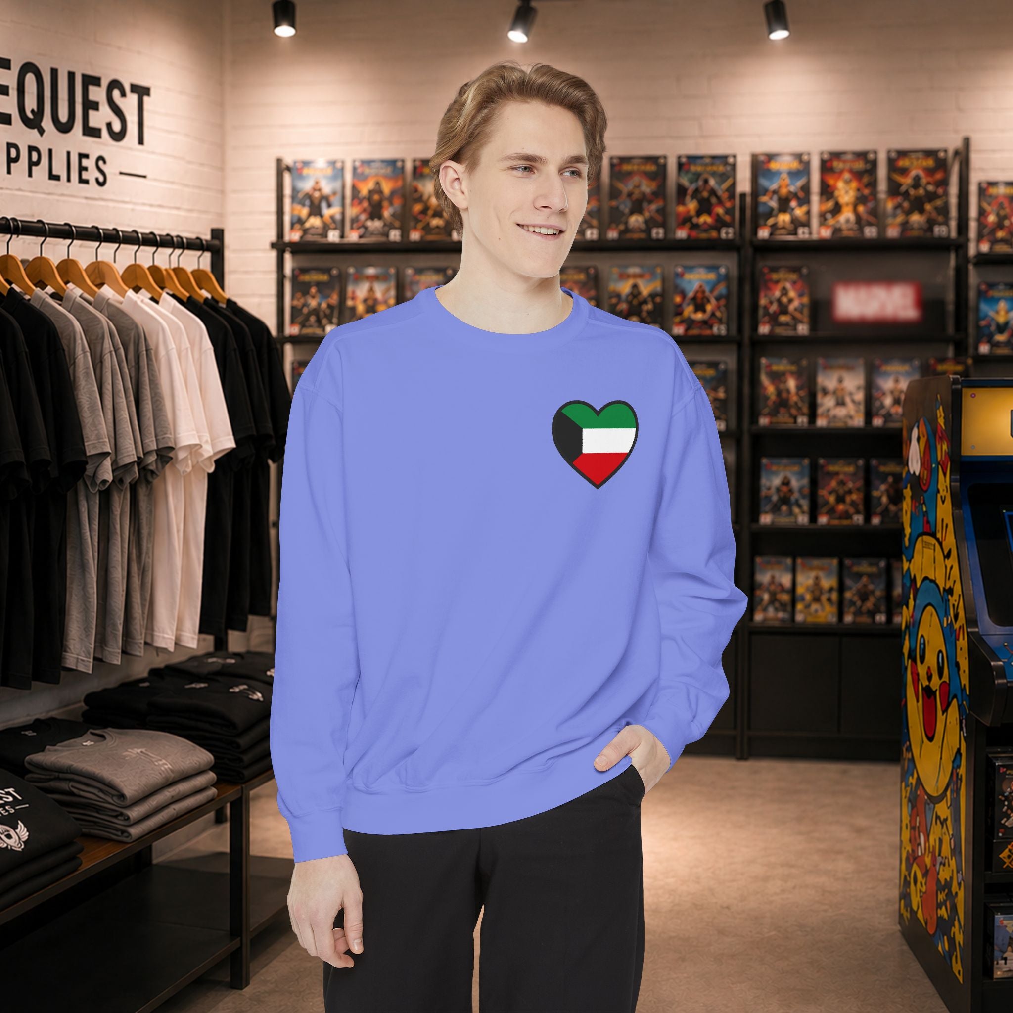 Kuwait heart shaped flag printed sweatshirt