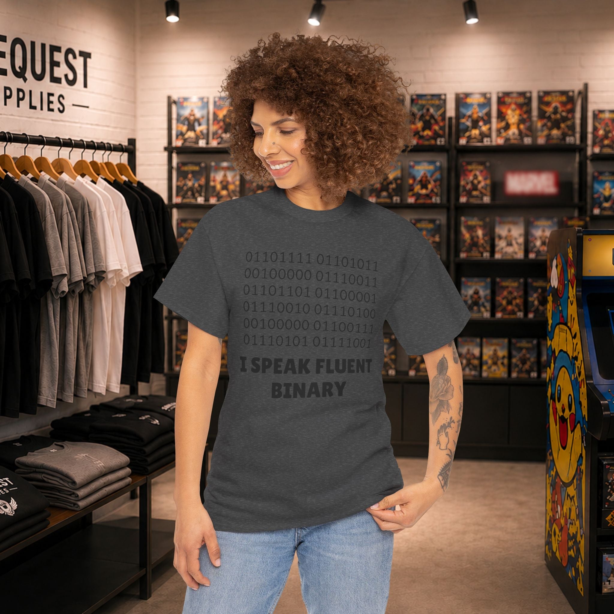 I Speak Fluent Binary Unisex Heavy Cotton Tee