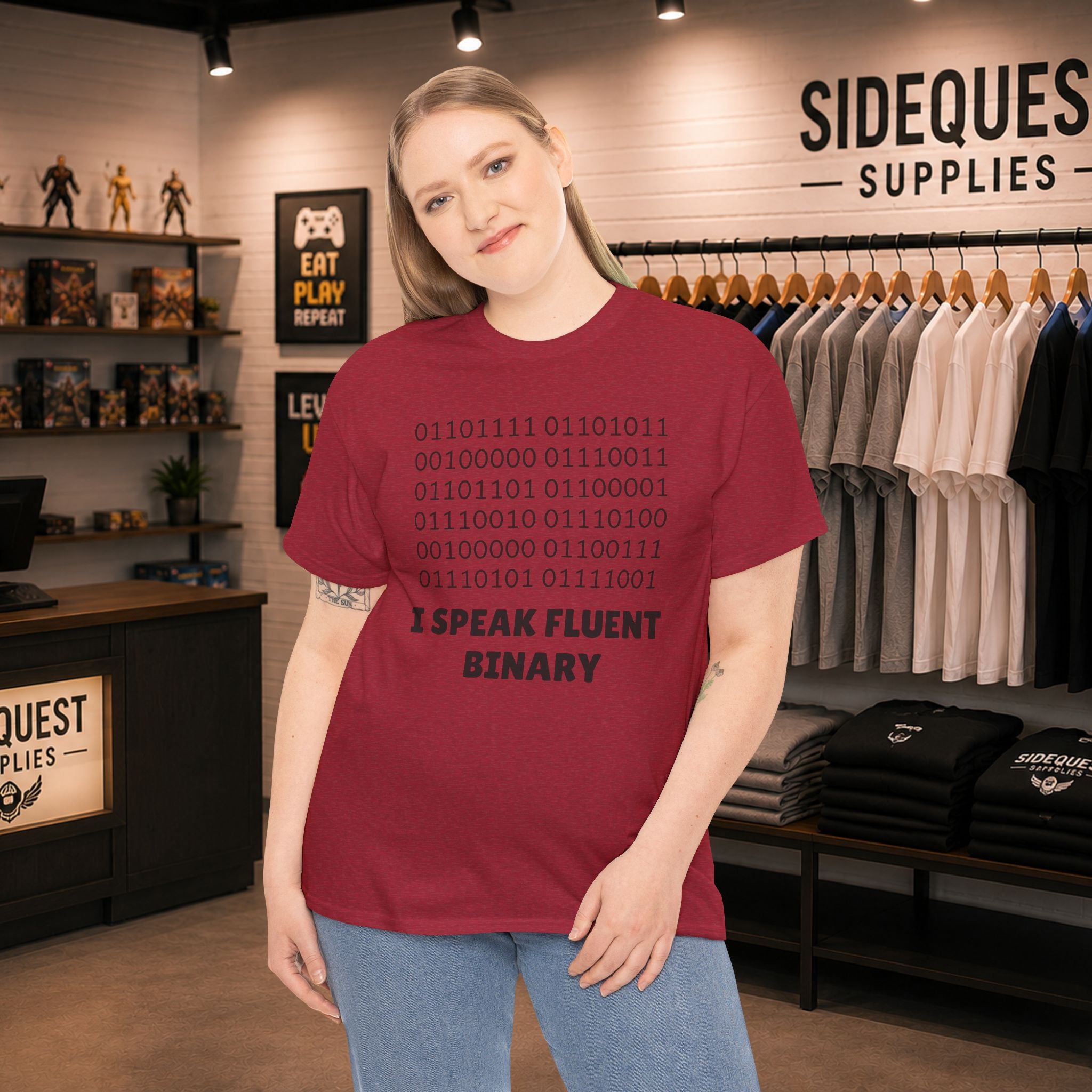 I Speak Fluent Binary Unisex Heavy Cotton Tee