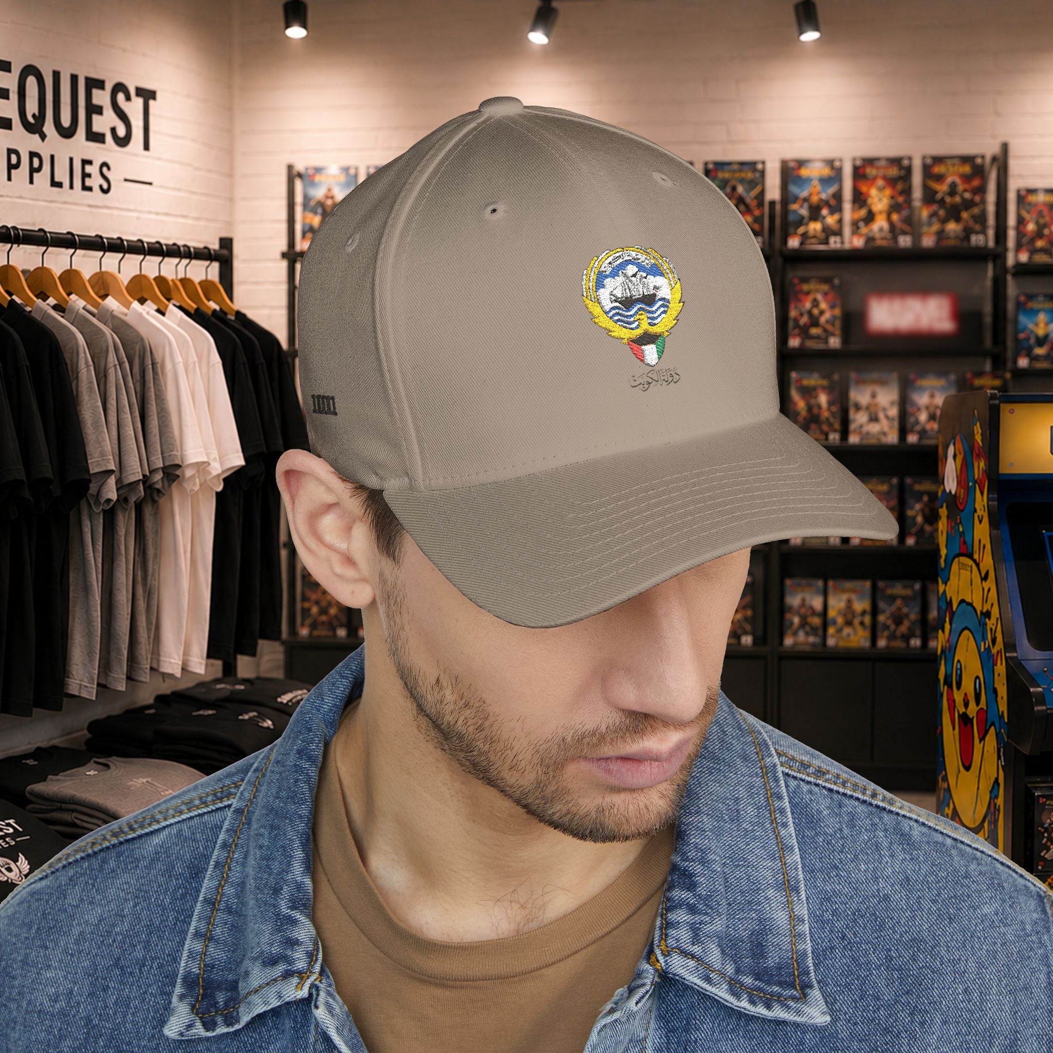 Kuwait closed back cap with Kuwait embroidery logo and country name  (Embroidery)