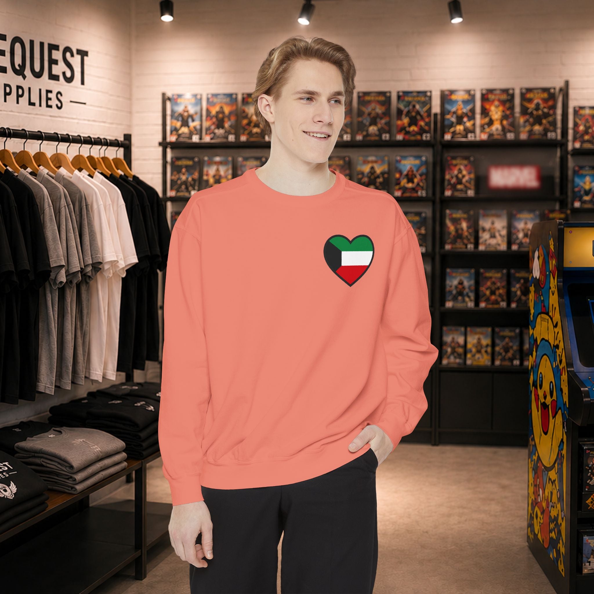 Kuwait heart shaped flag printed sweatshirt