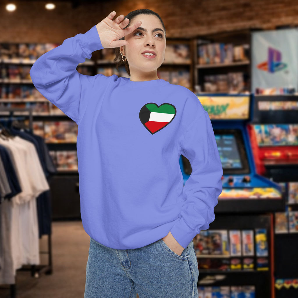 Kuwait heart shaped flag printed sweatshirt