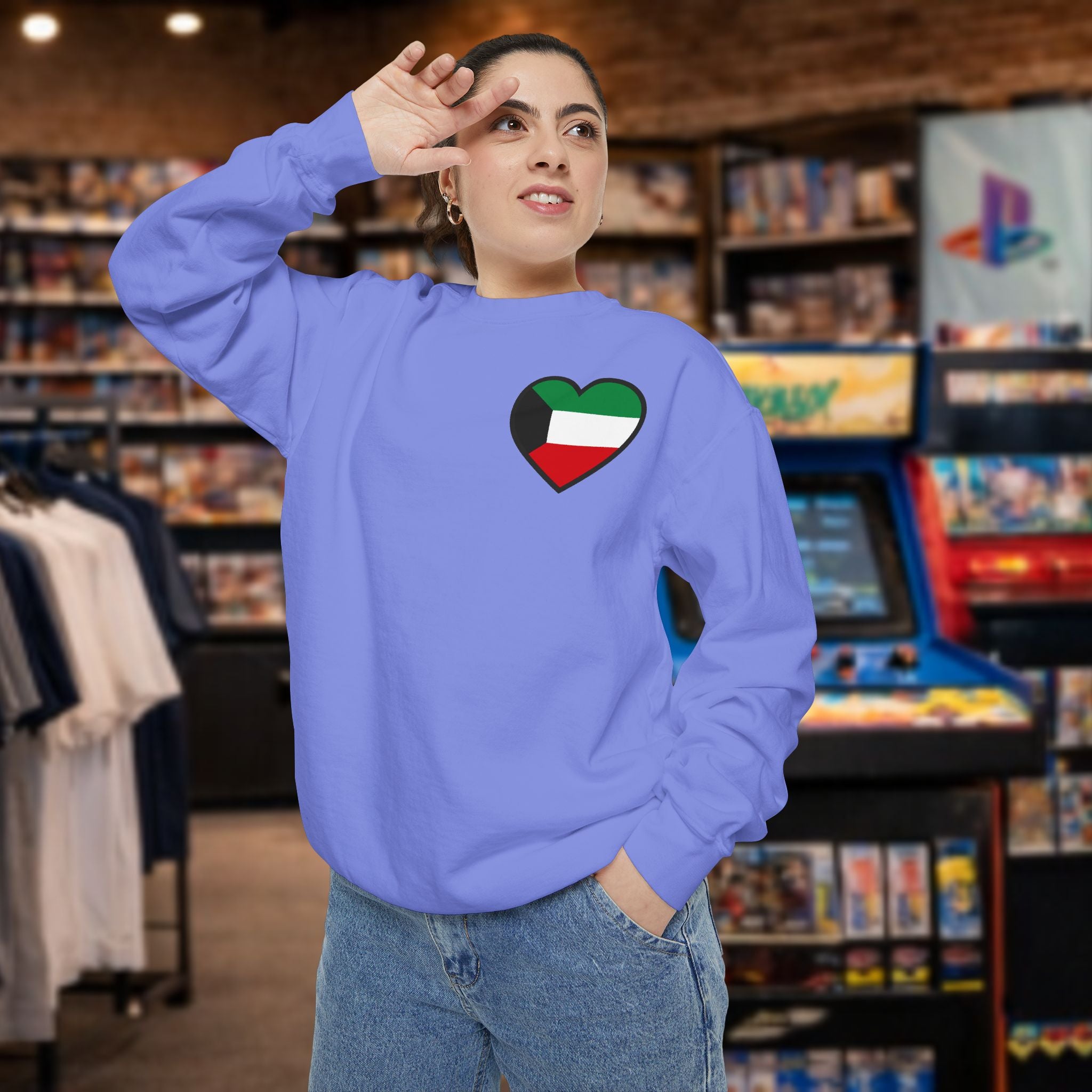 Kuwait heart shaped flag printed sweatshirt