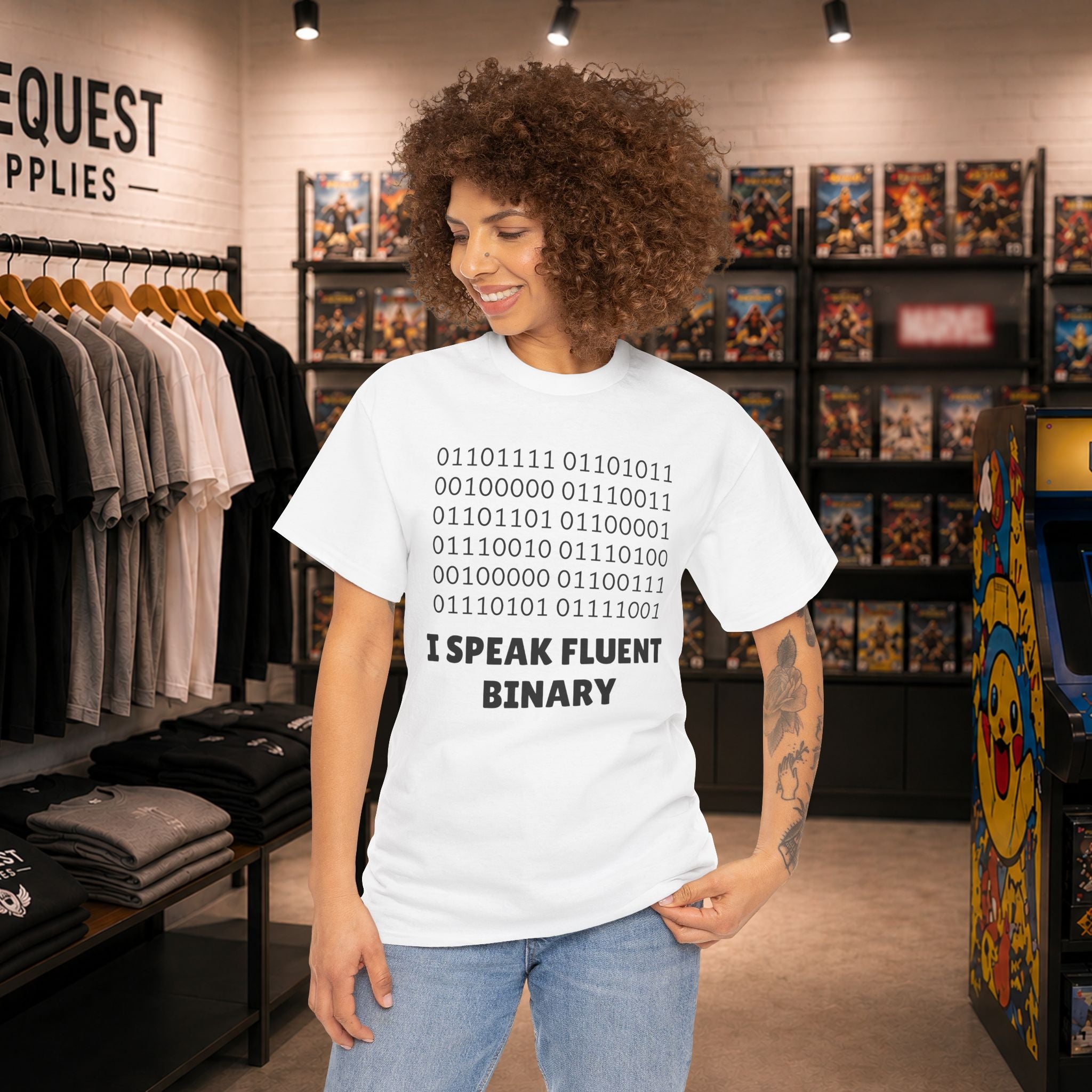I Speak Fluent Binary Unisex Heavy Cotton Tee
