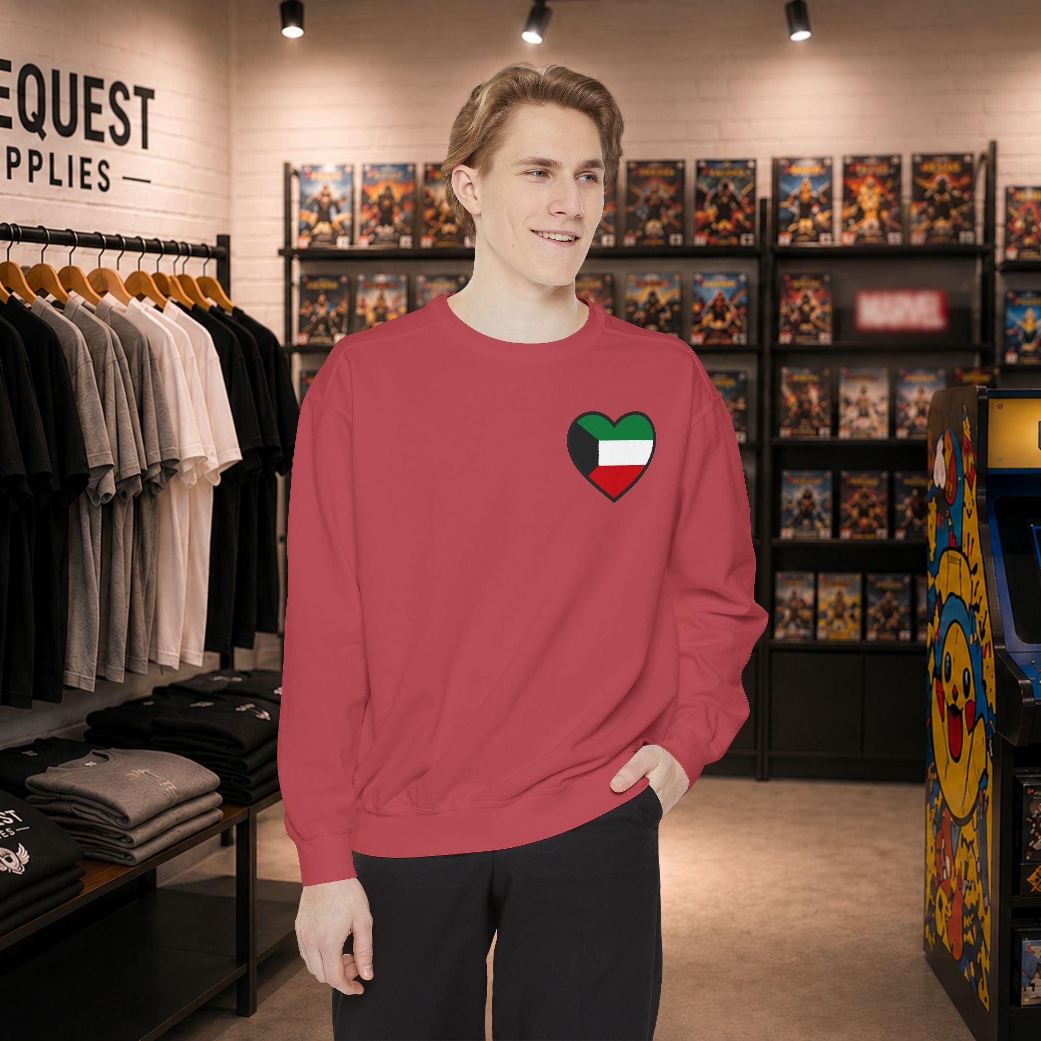 Kuwait heart shaped flag printed sweatshirt