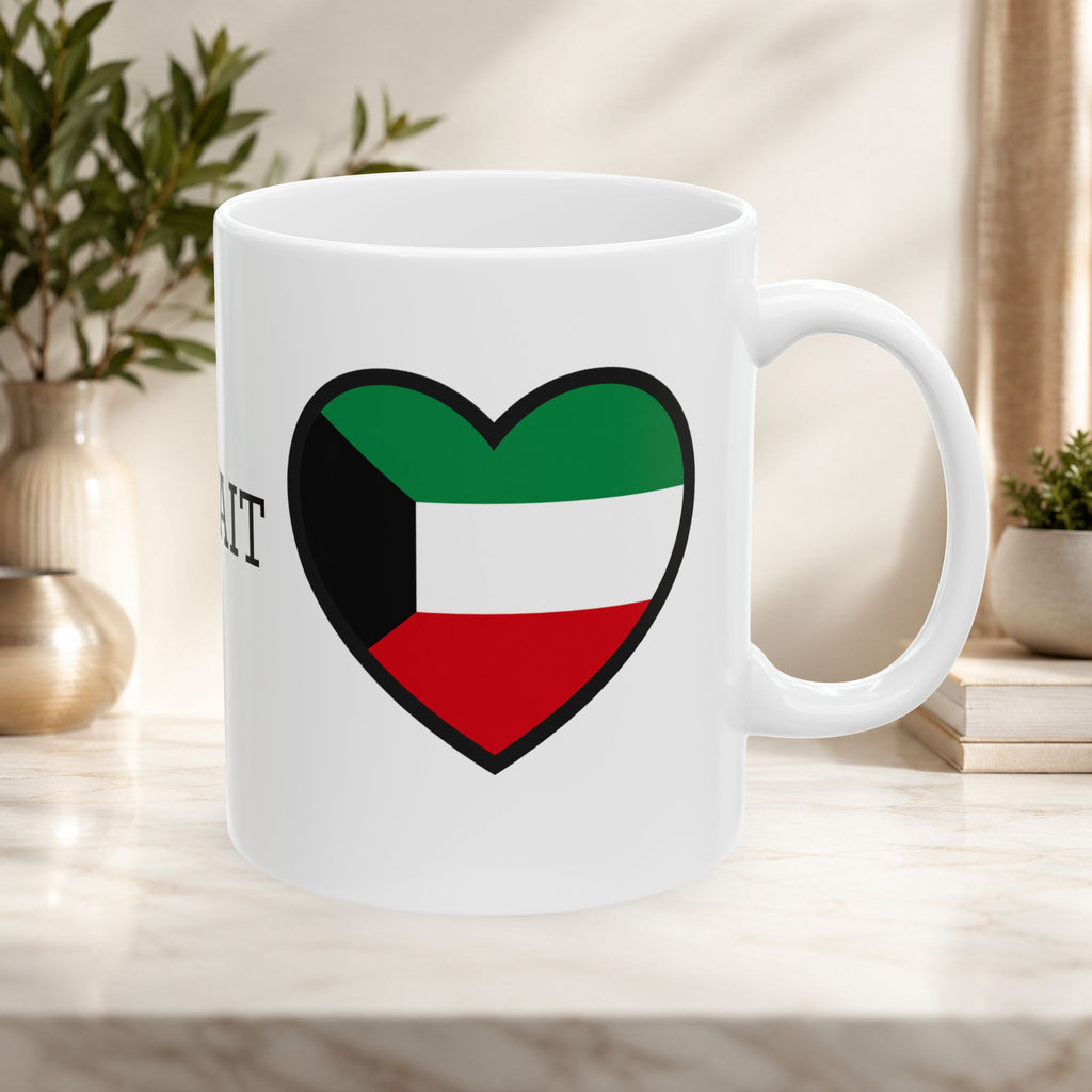 Kuwait flag heart design Ceramic Mug with Kuwait typography ceramic mug 11oz/15oz