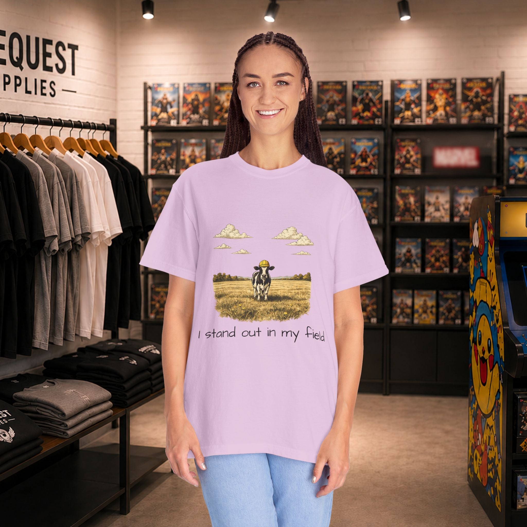 Funny professional farm animal in grass meadow field t-shirt “I Stand Out in My Field”  T-shirt