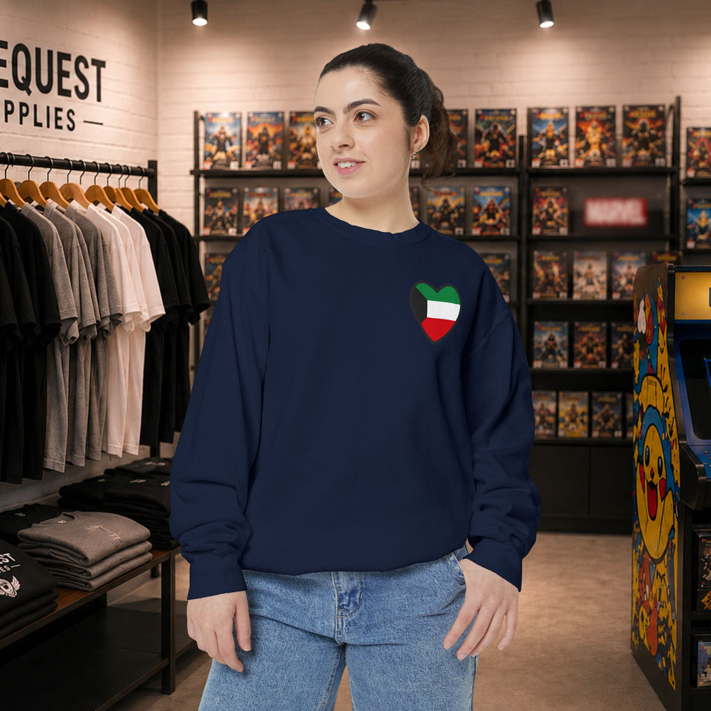 Kuwait heart shaped flag printed sweatshirt