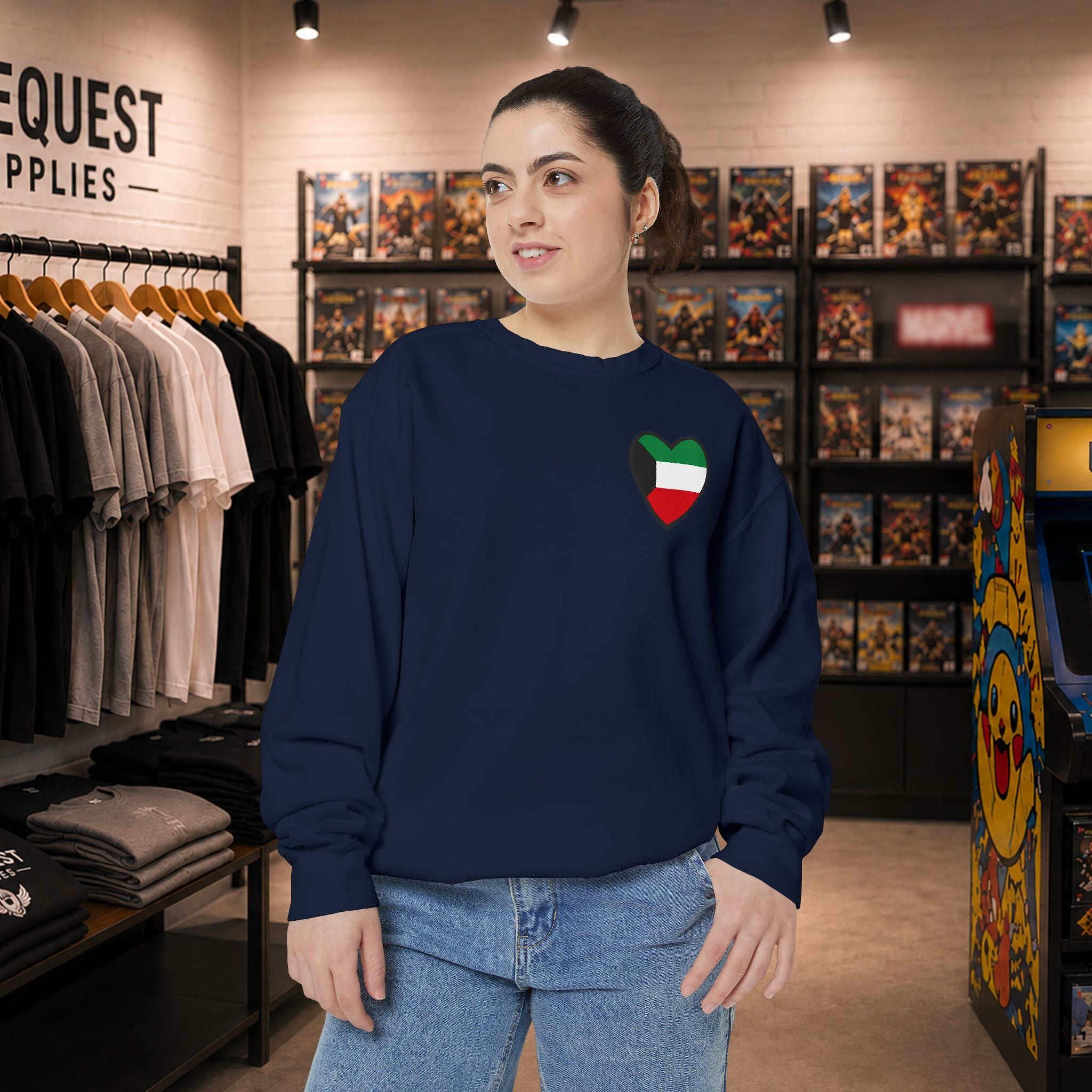 Kuwait heart shaped flag printed sweatshirt