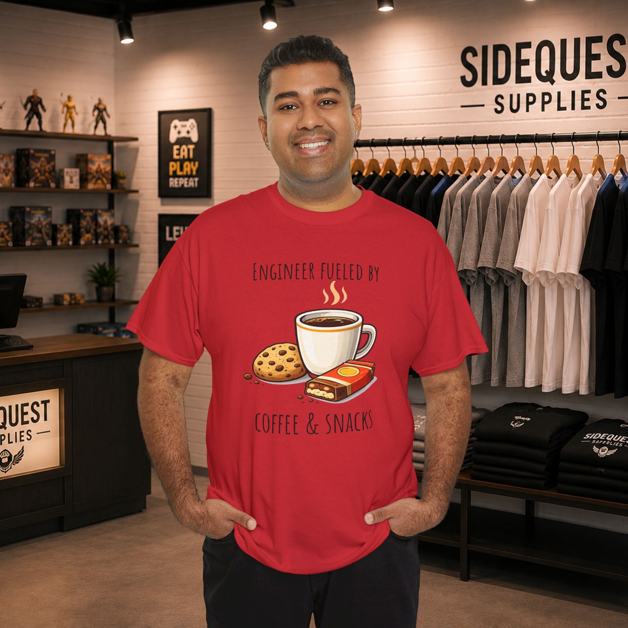 Engineer Fueled by Coffee & Snacks T-Shirt | Coffee Cookie Graphic Tee