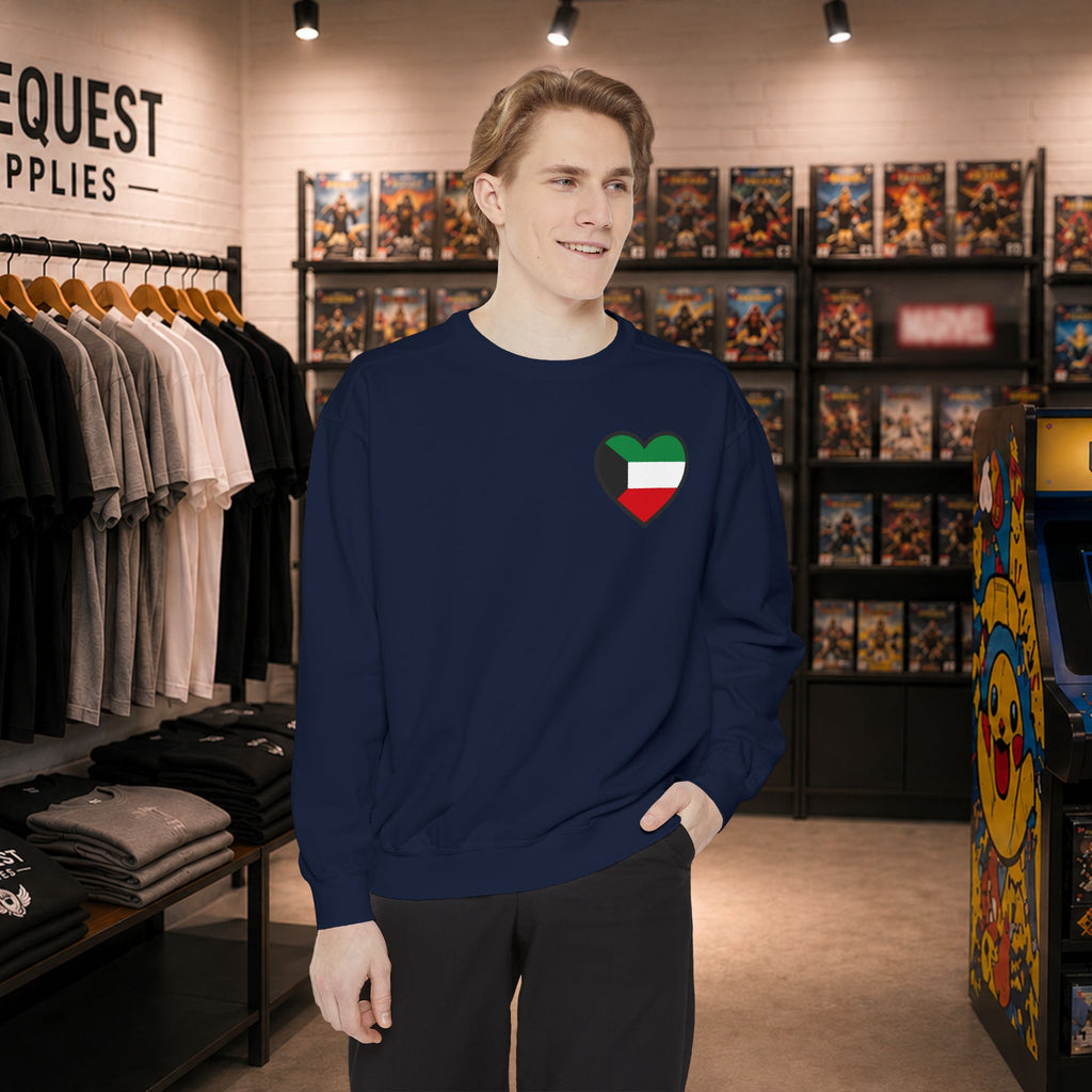 Kuwait heart shaped flag printed sweatshirt