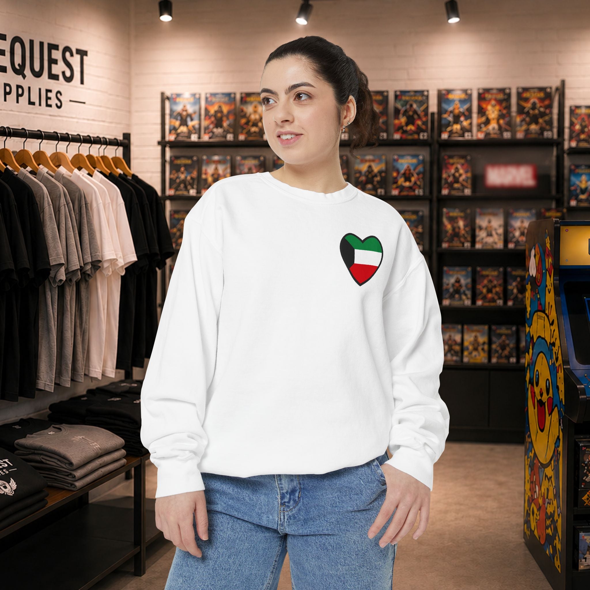 Kuwait heart shaped flag printed sweatshirt