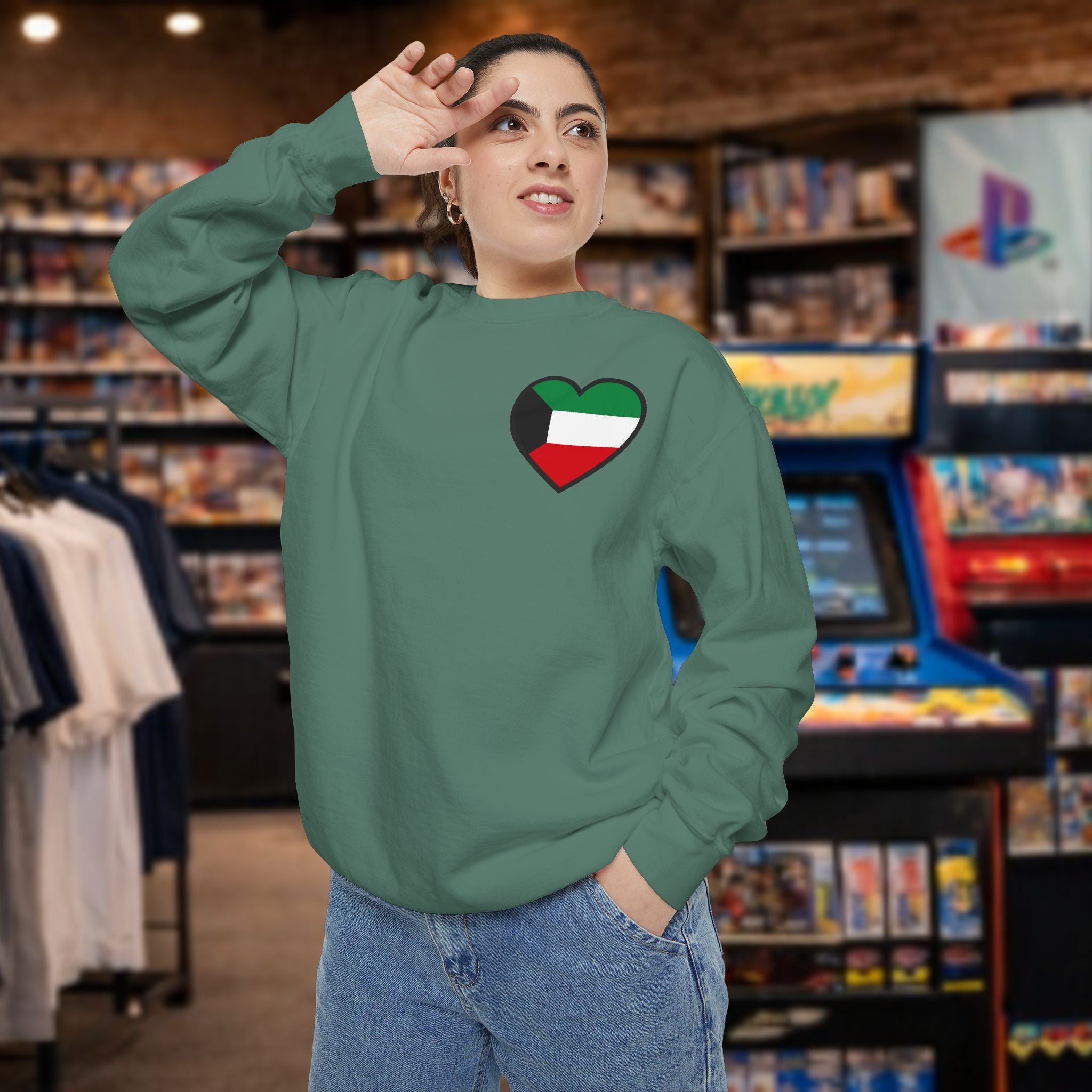 Kuwait heart shaped flag printed sweatshirt