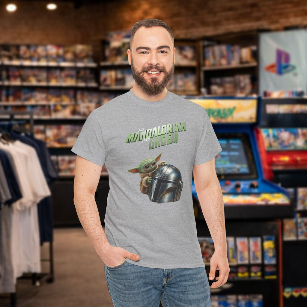 Mandalorian helmet and Grogu - T-shirt