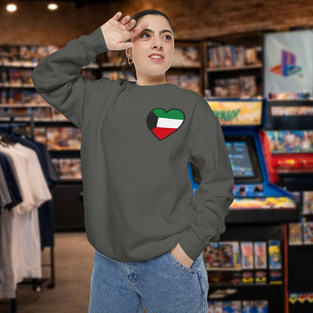 Kuwait heart shaped flag printed sweatshirt