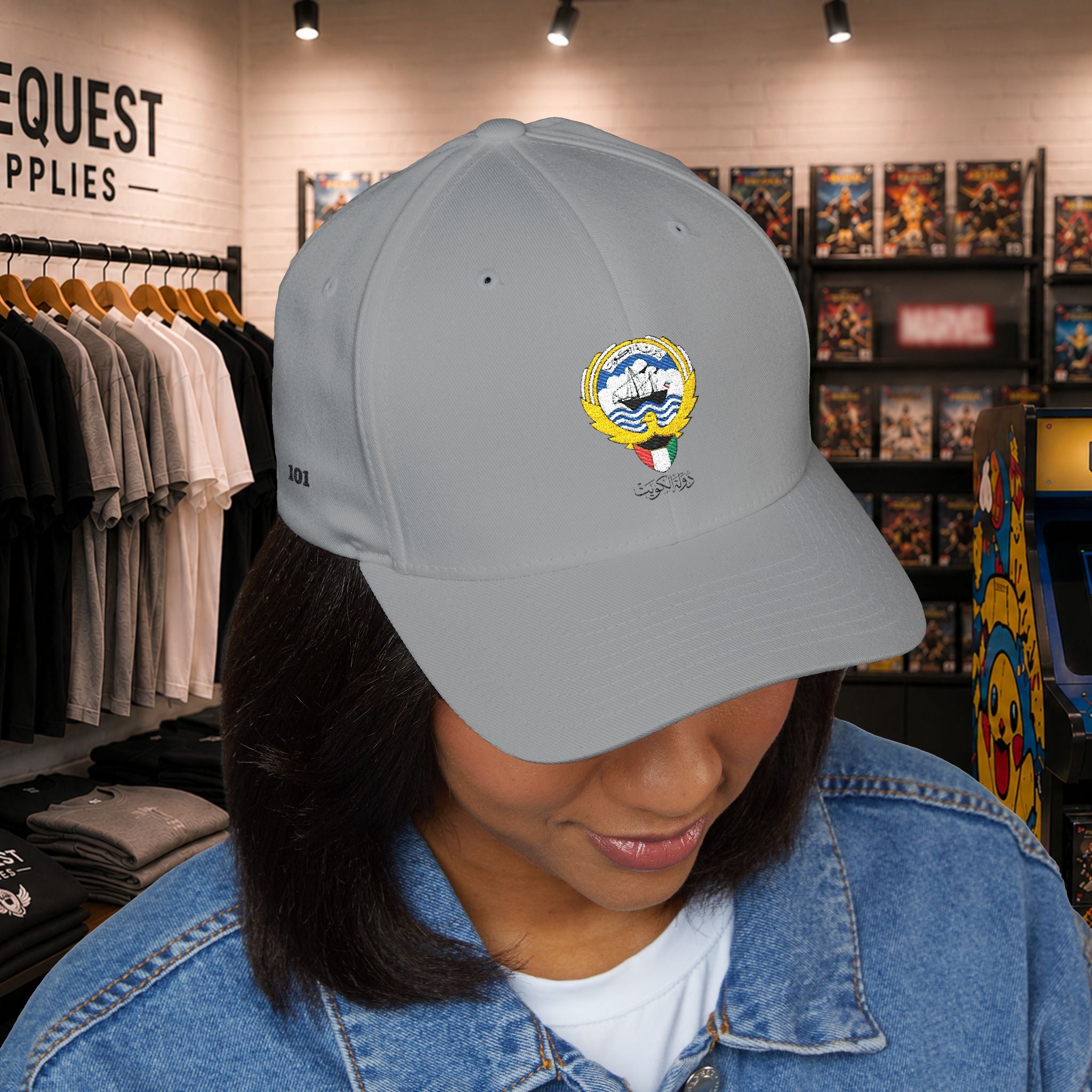 Kuwait closed back cap with Kuwait embroidery logo and country name  (Embroidery)