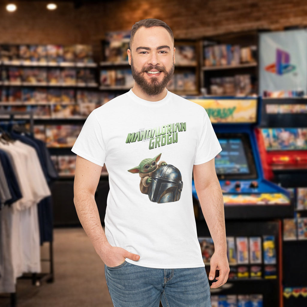 Mandalorian helmet and Grogu - T-shirt