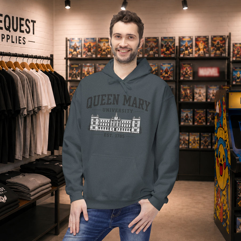Queen Mary University Building hoodie | Campus Apparel, College Sweatshirt