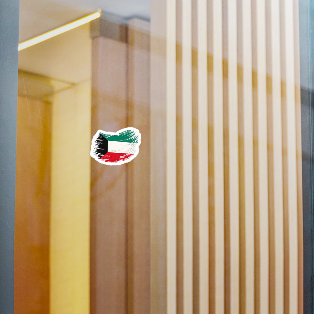 Kiss-Cut Vinyl Decals of brushed kuwait flag