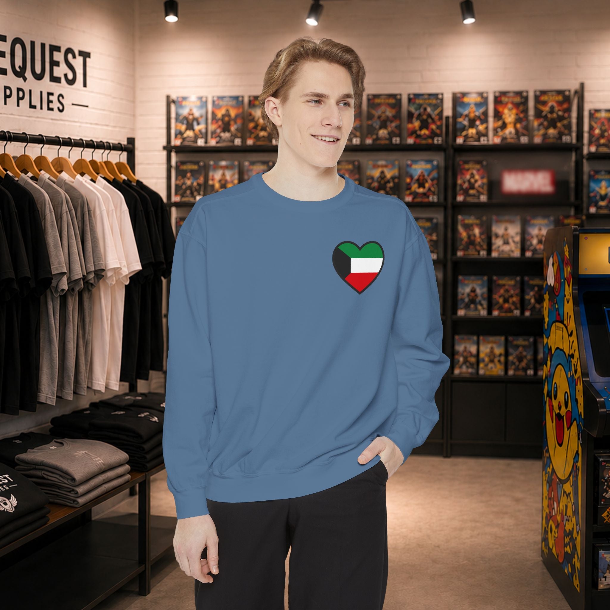 Kuwait heart shaped flag printed sweatshirt