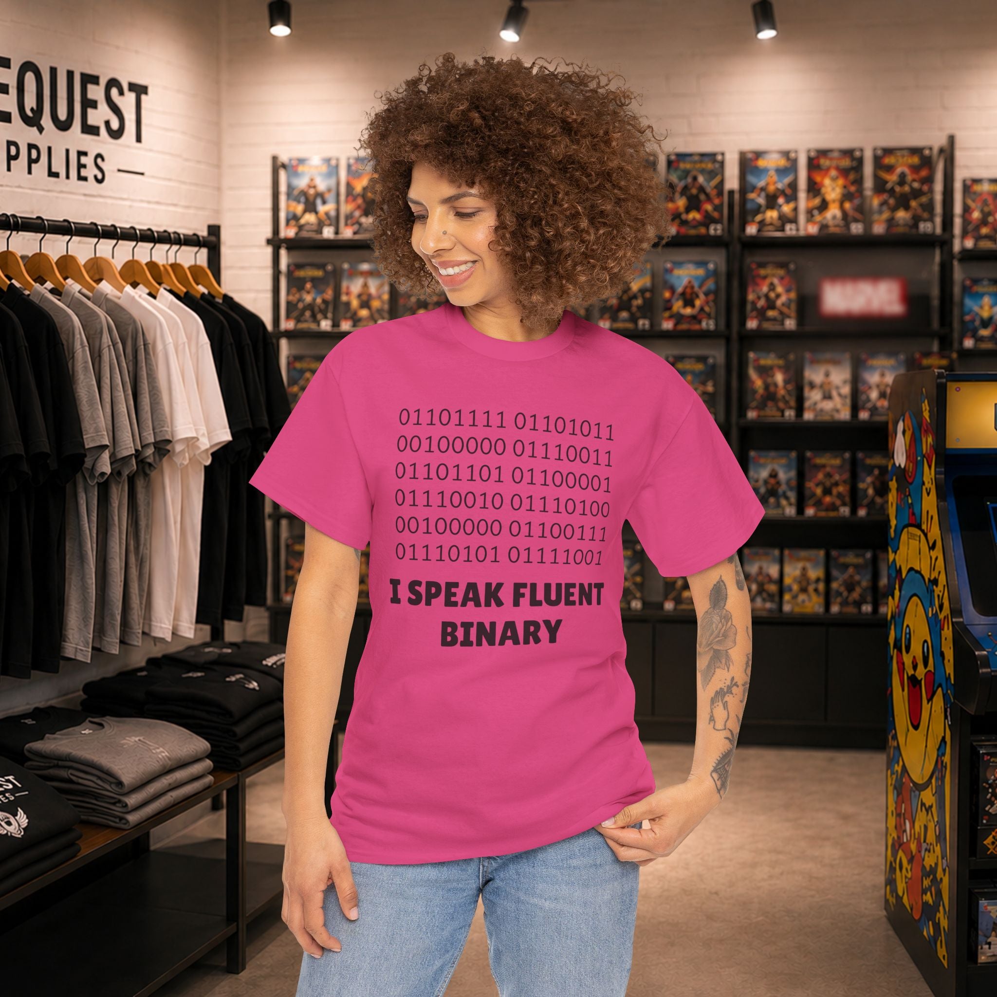 I Speak Fluent Binary Unisex Heavy Cotton Tee
