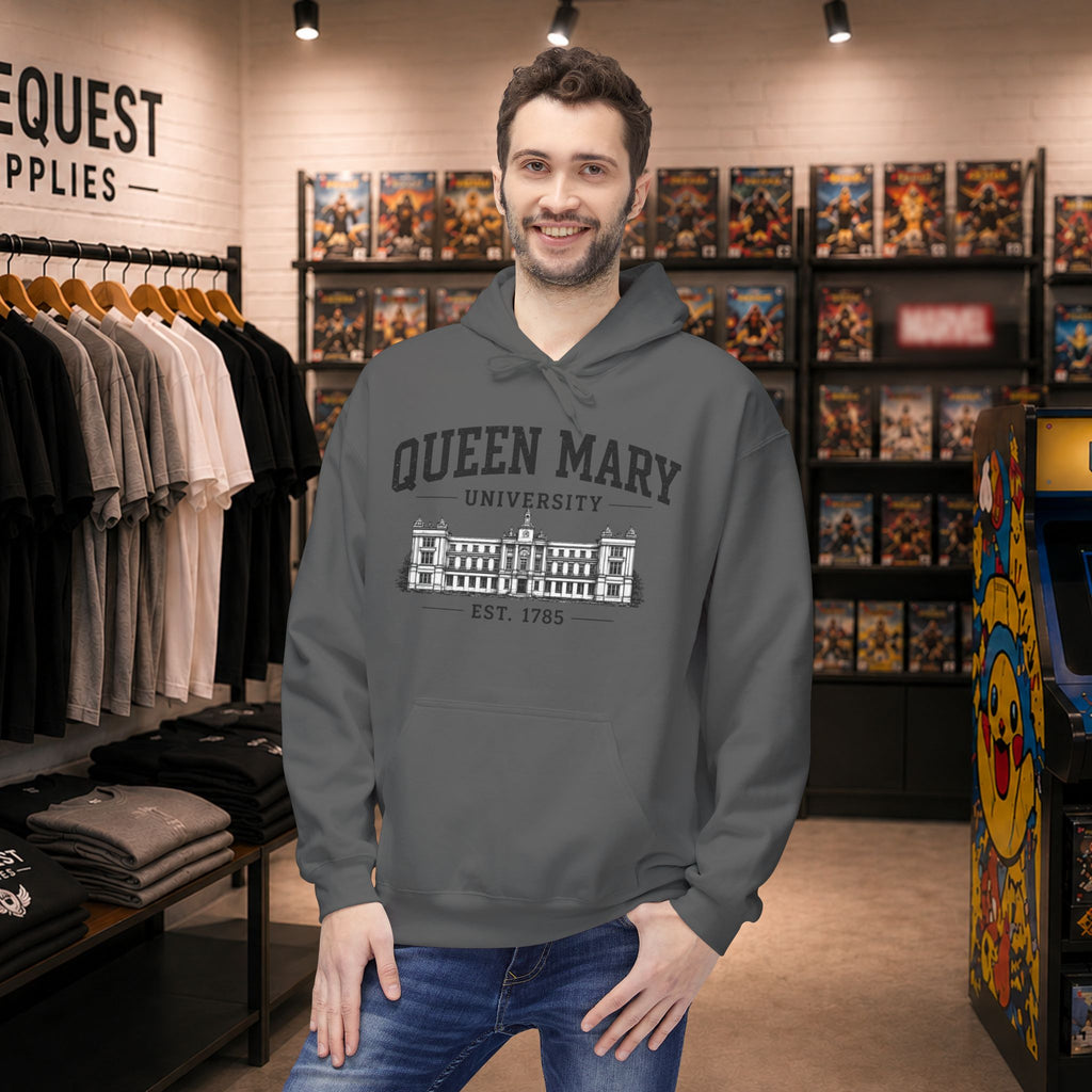 Queen Mary University Building hoodie | Campus Apparel, College Sweatshirt