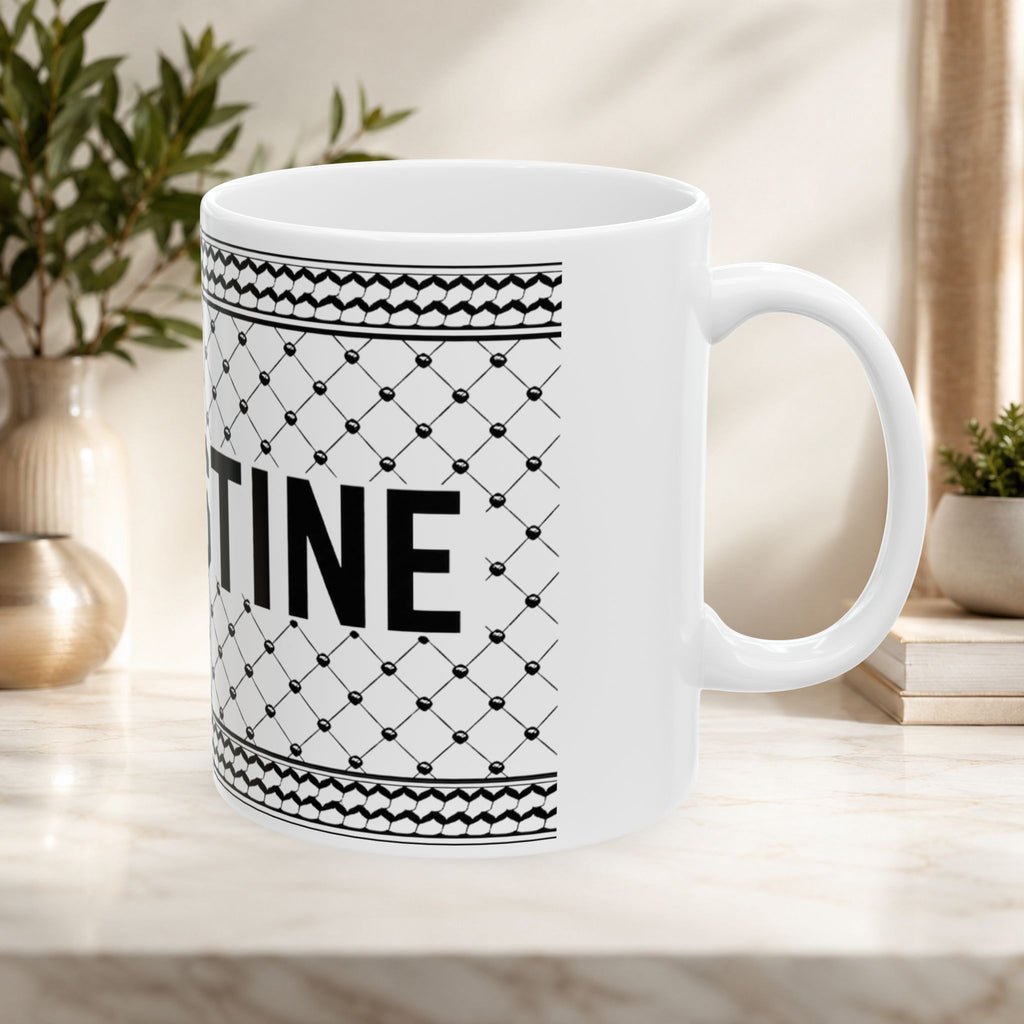 Palestine on a keffiyeh on a ceramic mug 11oz/15oz