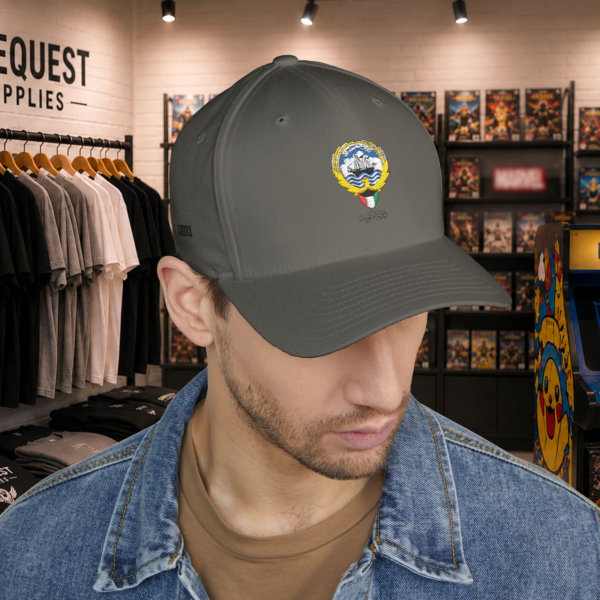 Kuwait closed back cap with Kuwait embroidery logo and country name  (Embroidery)