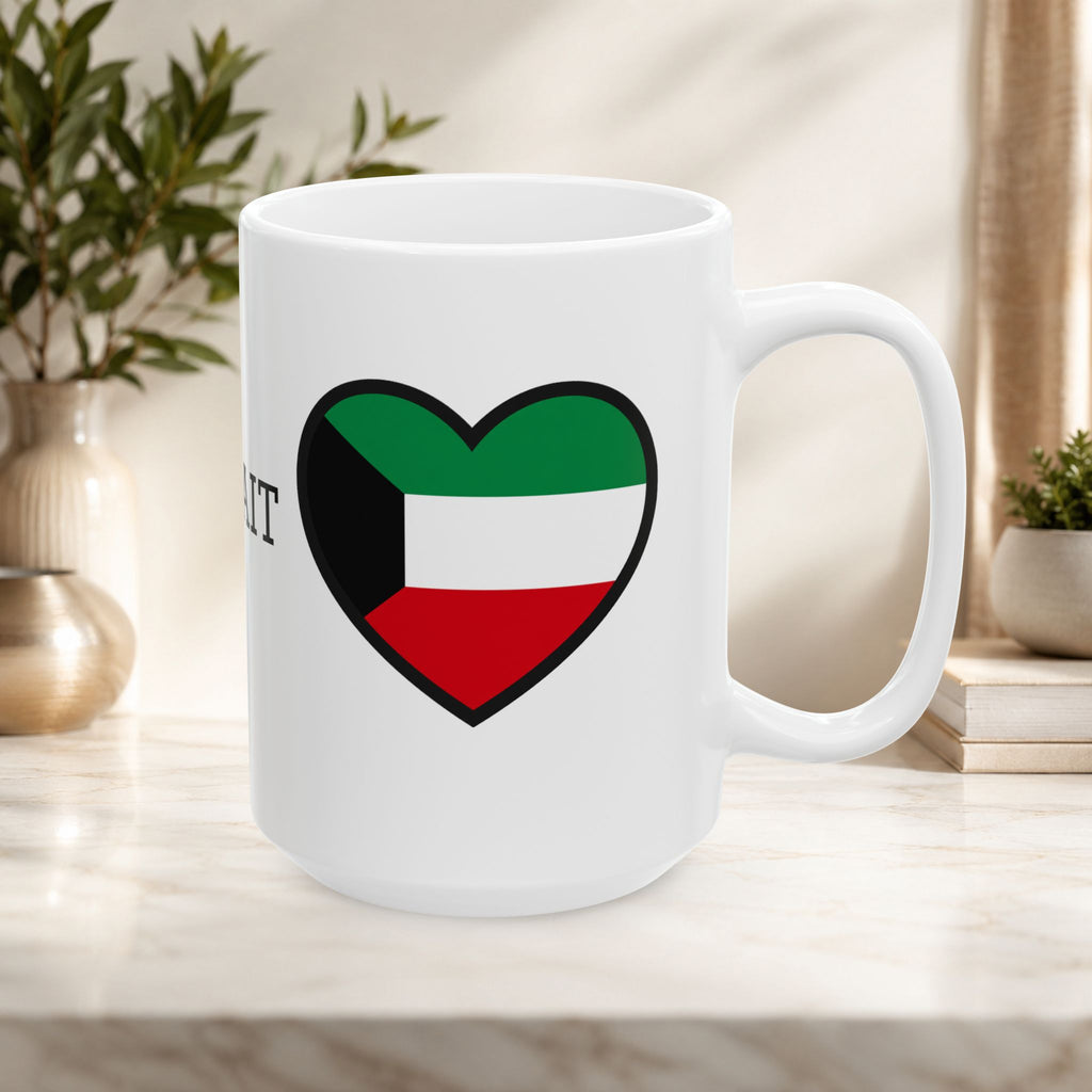 Kuwait flag heart design Ceramic Mug with Kuwait typography ceramic mug 11oz/15oz