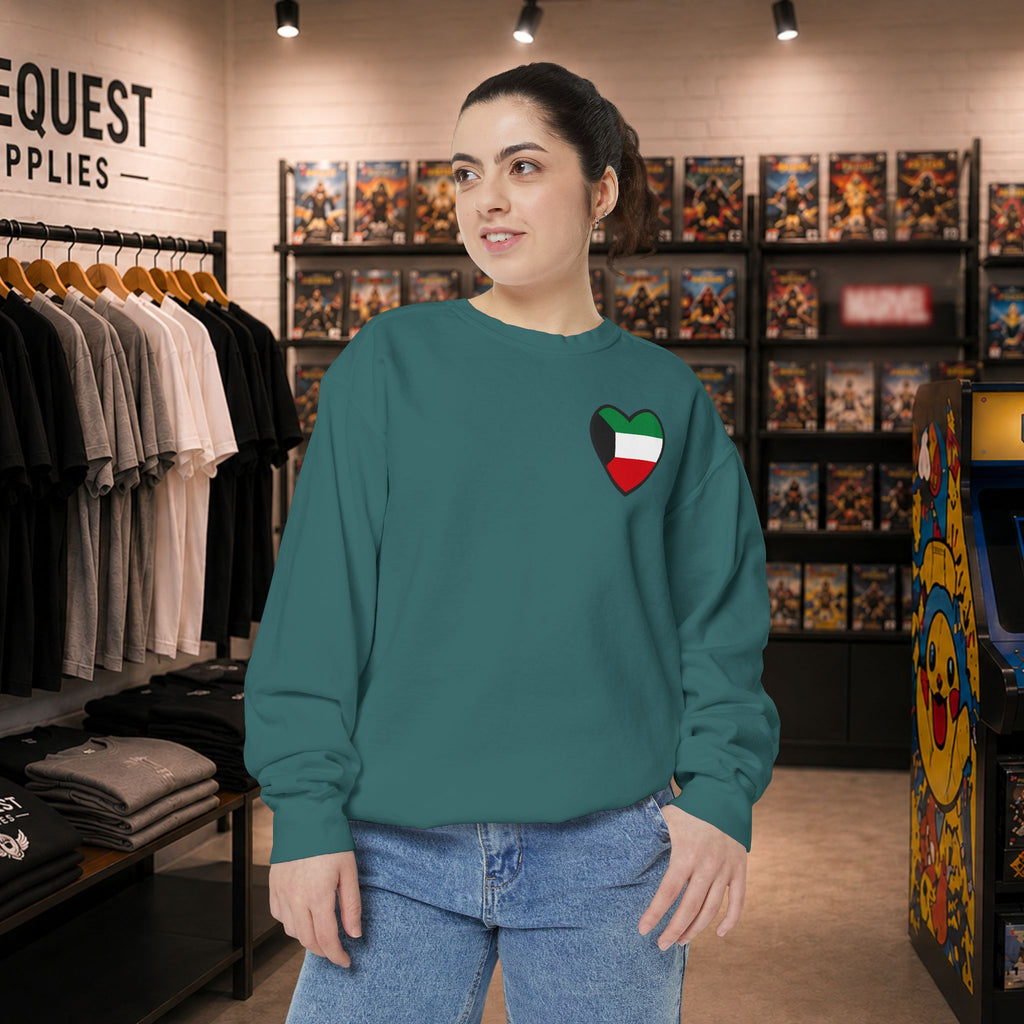 Kuwait heart shaped flag printed sweatshirt