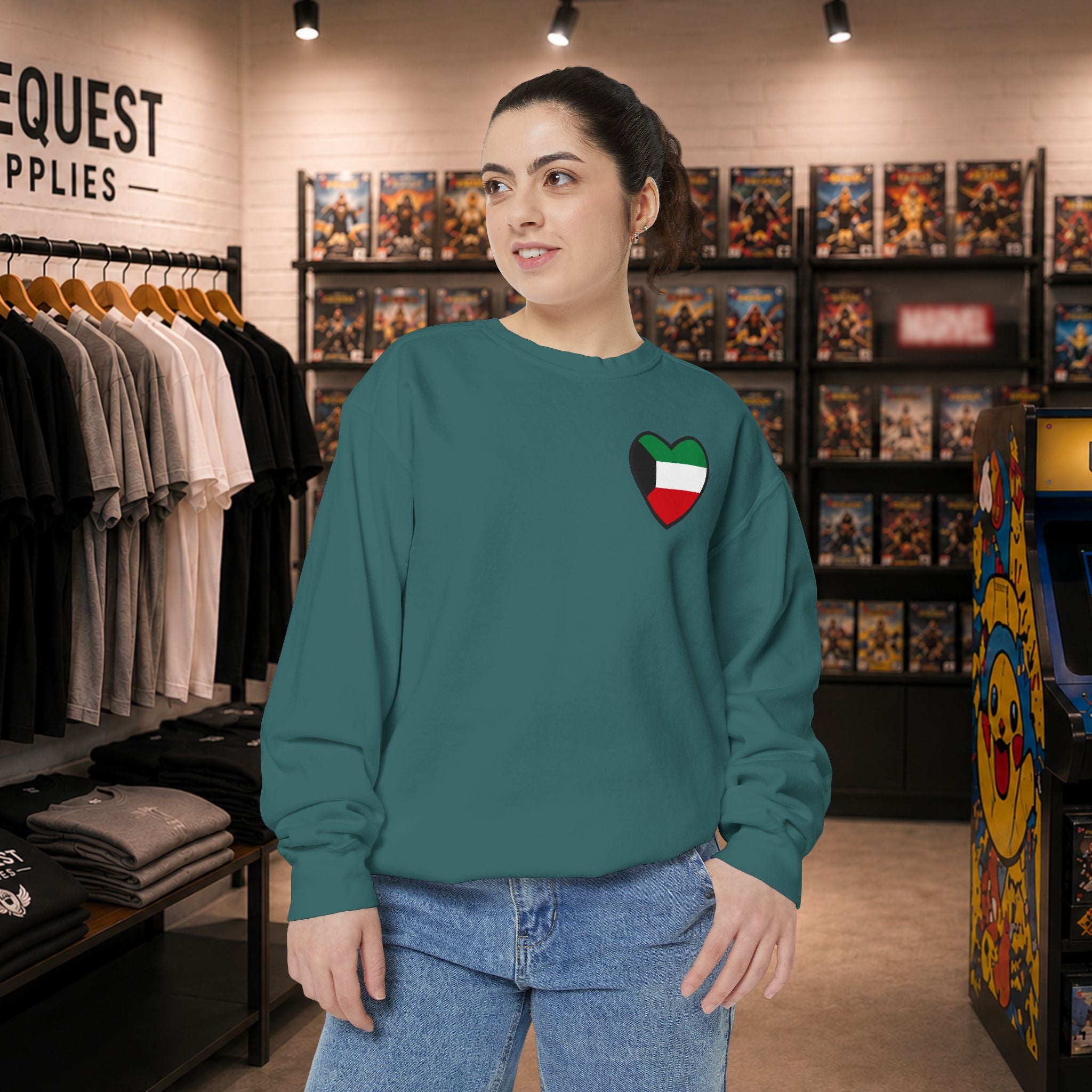 Kuwait heart shaped flag printed sweatshirt