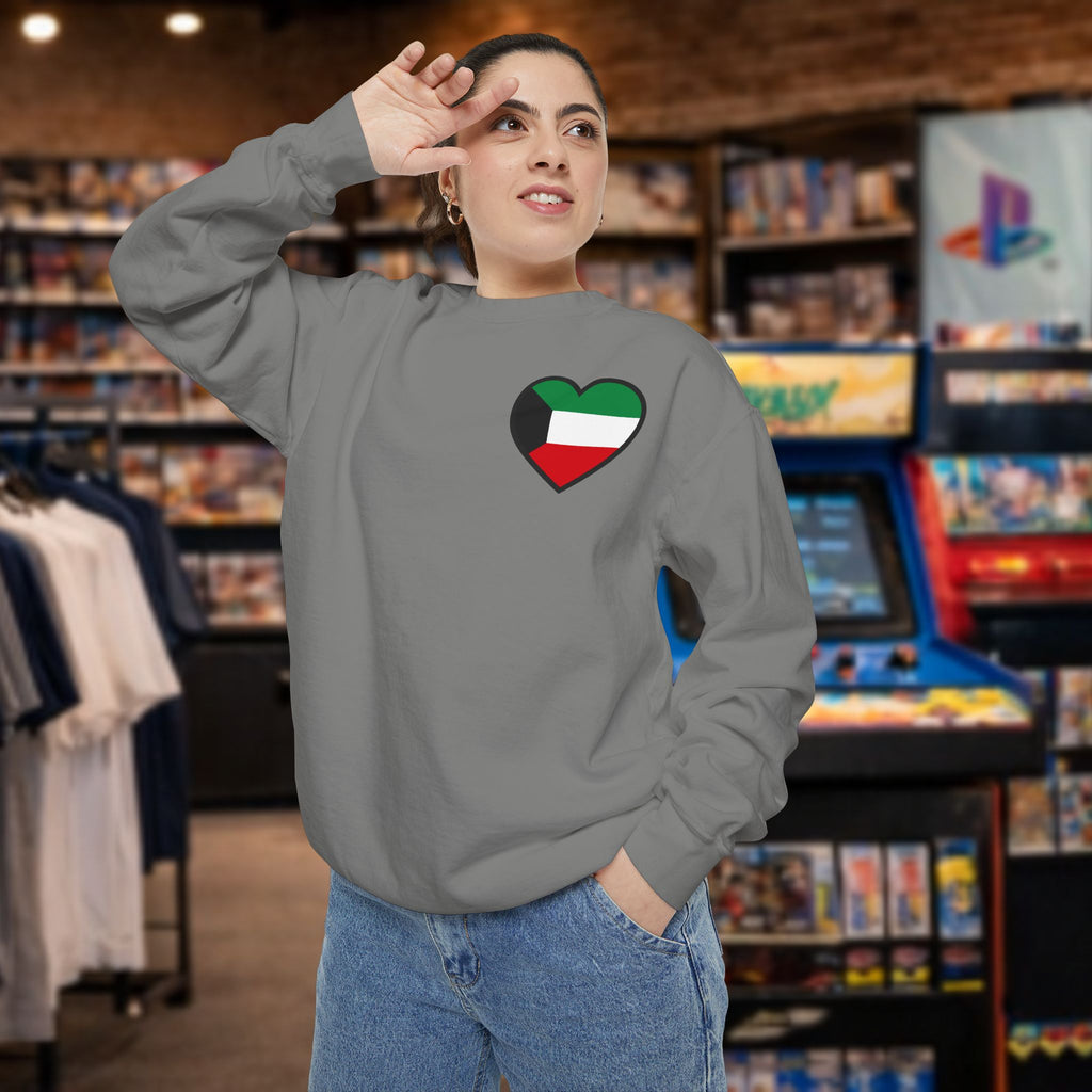 Kuwait heart shaped flag printed sweatshirt