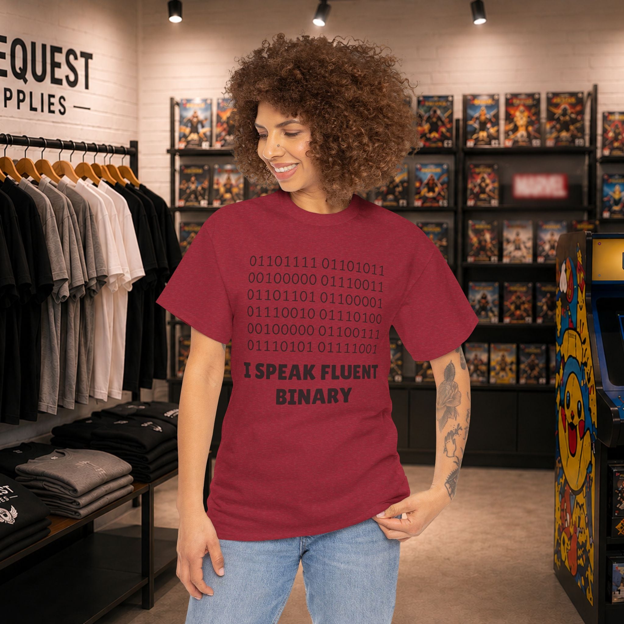 I Speak Fluent Binary Unisex Heavy Cotton Tee