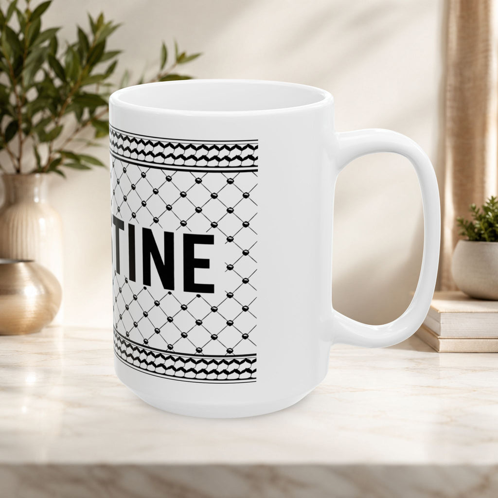 Palestine on a keffiyeh on a ceramic mug 11oz/15oz
