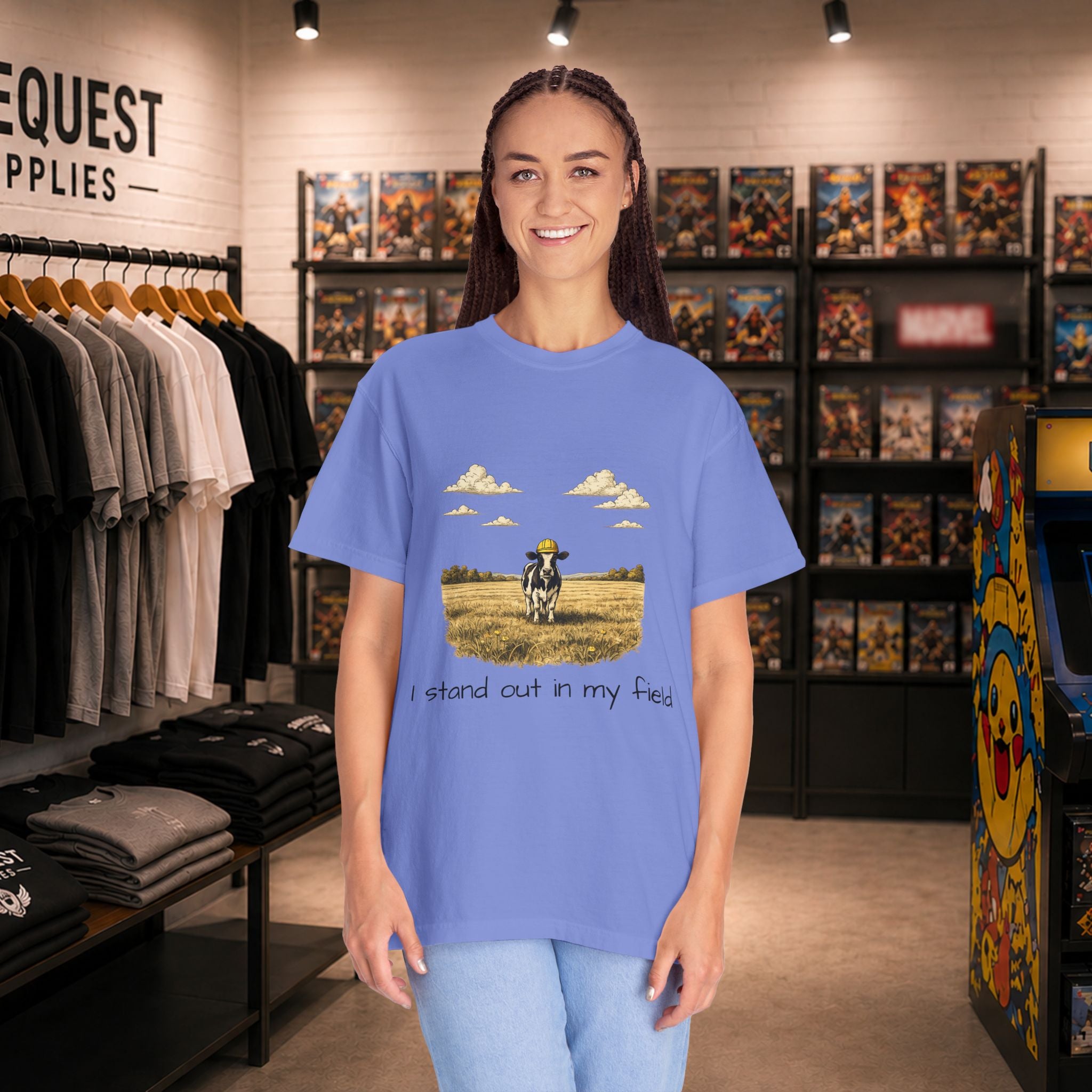 Funny professional farm animal in grass meadow field t-shirt “I Stand Out in My Field”  T-shirt