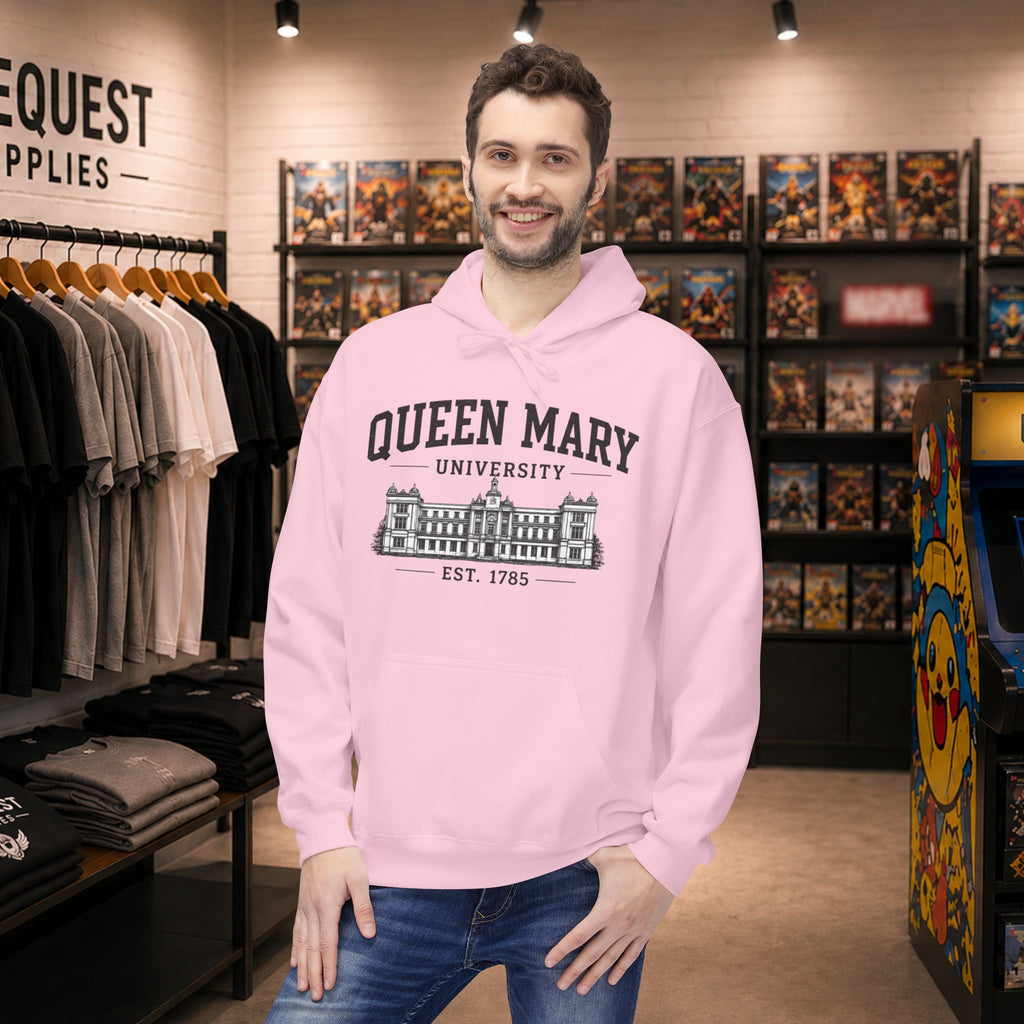 Queen Mary University Building hoodie | Campus Apparel, College Sweatshirt
