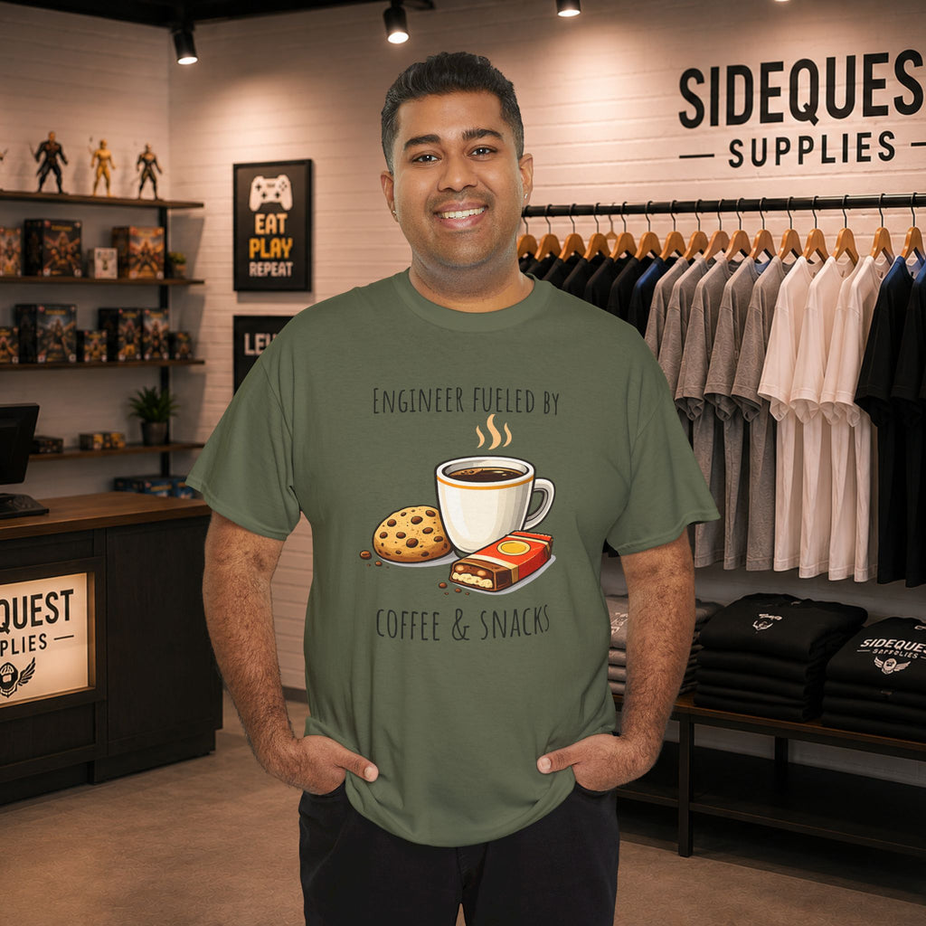 Engineer Fueled by Coffee & Snacks T-Shirt | Coffee Cookie Graphic Tee