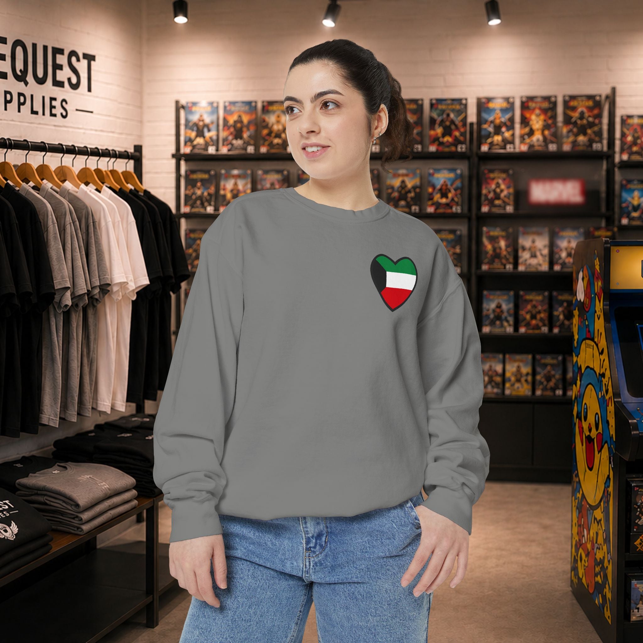 Kuwait heart shaped flag printed sweatshirt