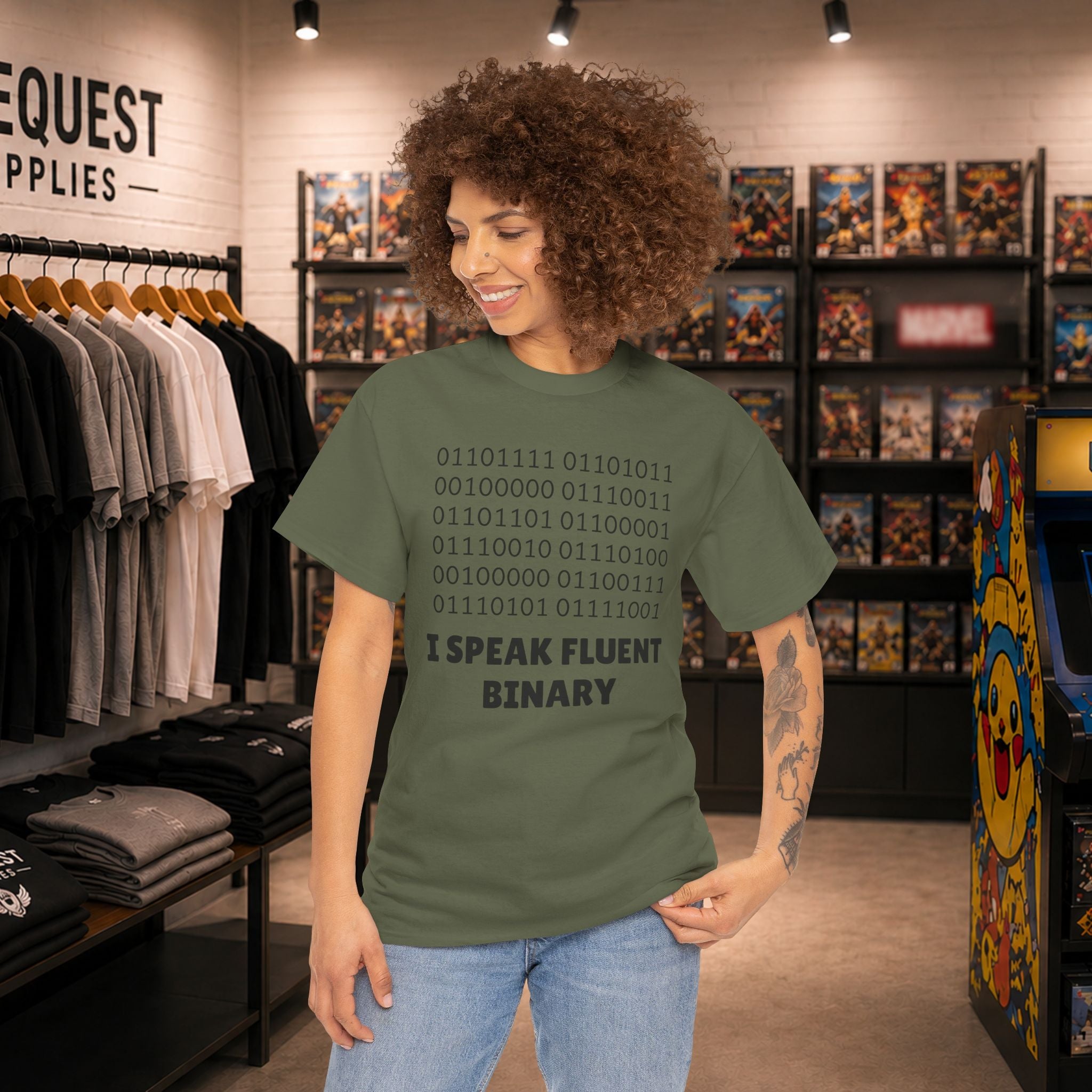 I Speak Fluent Binary Unisex Heavy Cotton Tee