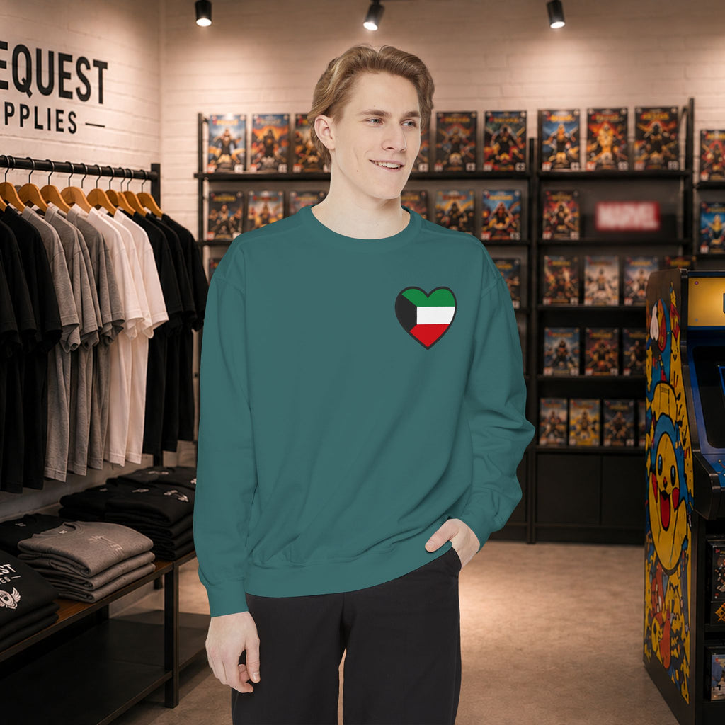 Kuwait heart shaped flag printed sweatshirt
