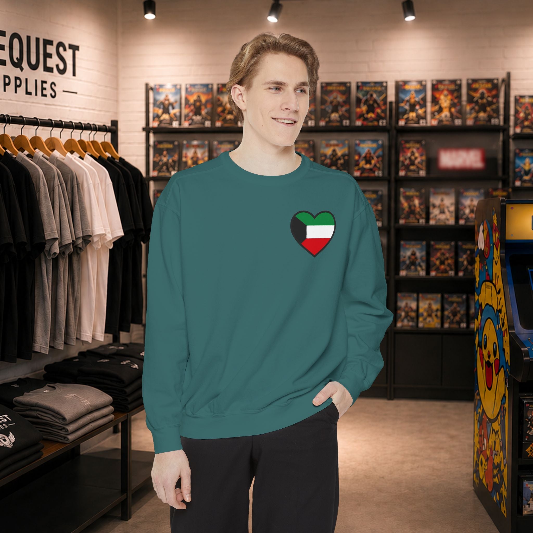 Kuwait heart shaped flag printed sweatshirt