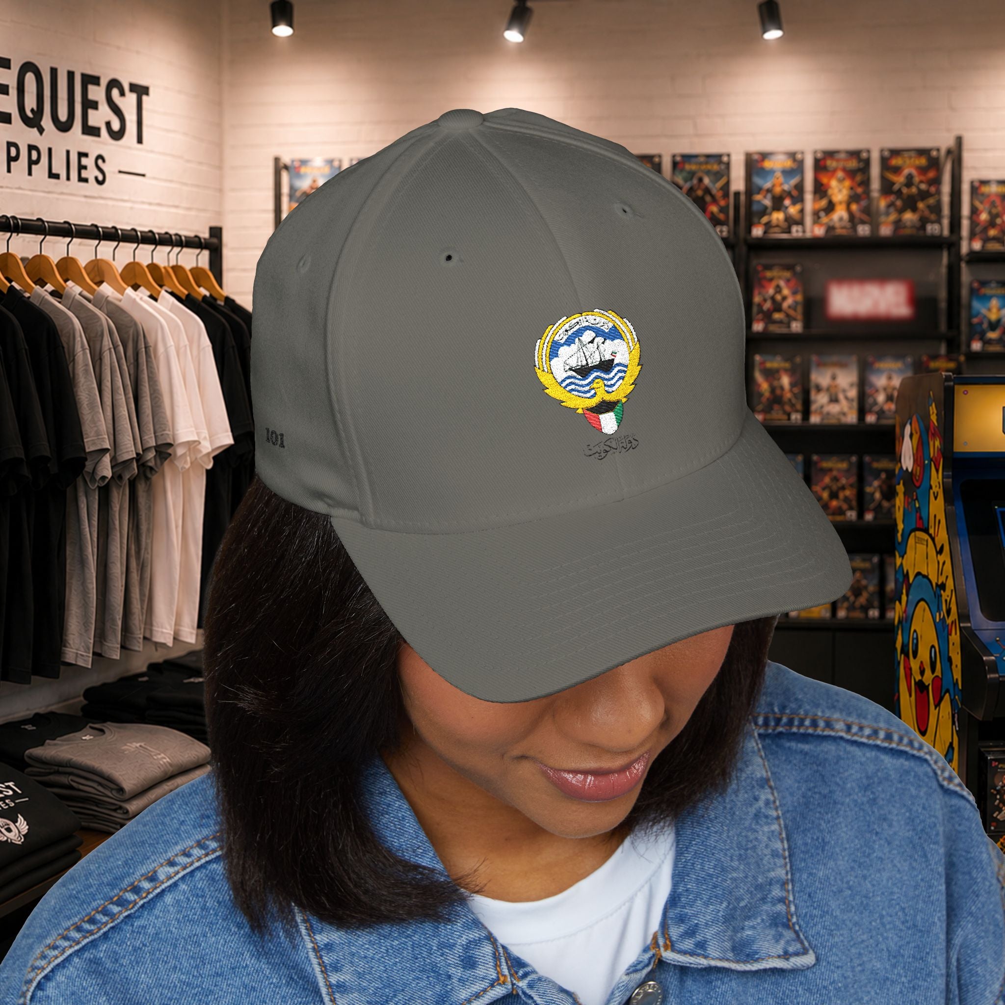 Kuwait closed back cap with Kuwait embroidery logo and country name  (Embroidery)